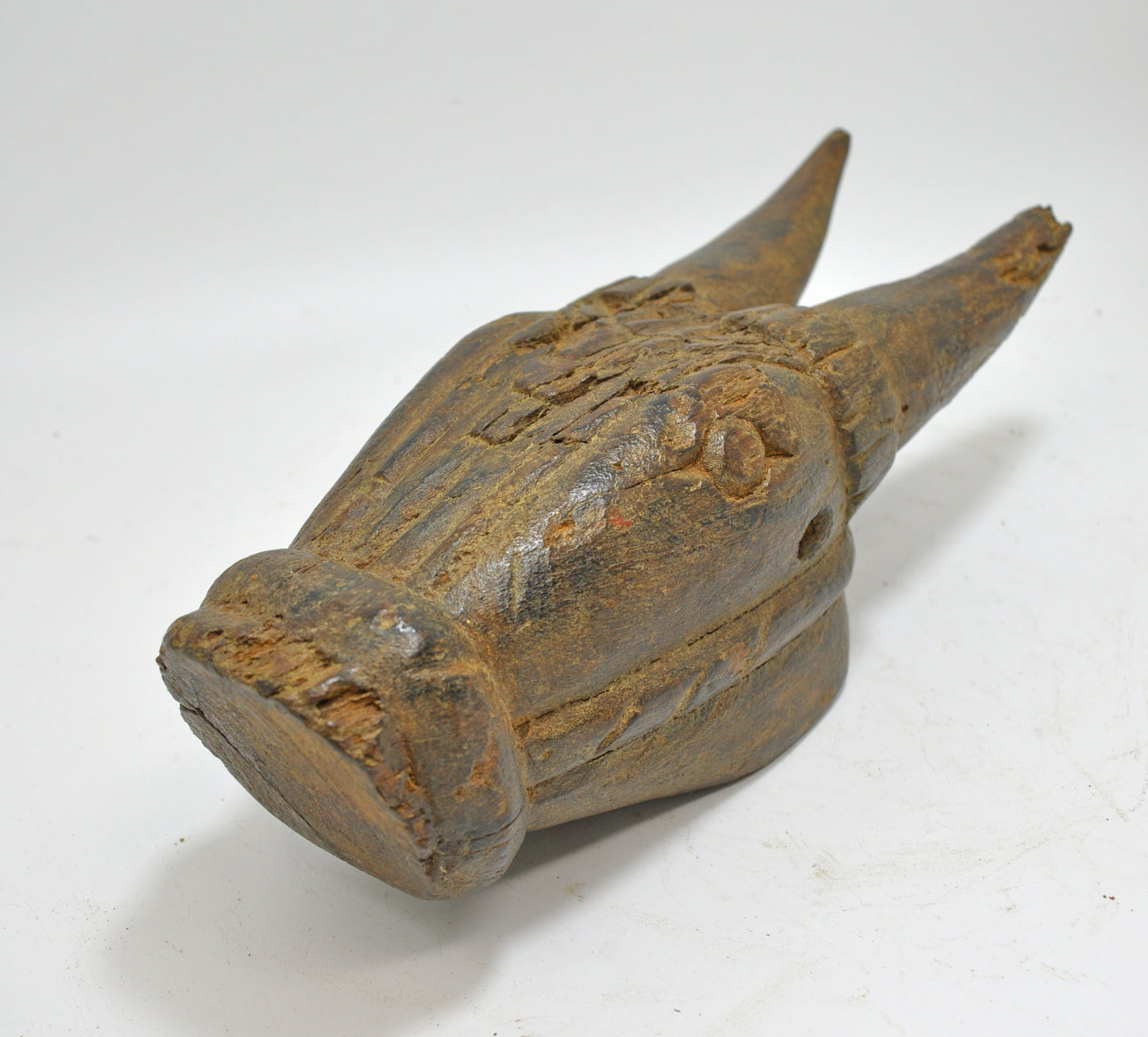 Antique Wooden Wall Hanging Cow Bull Head Bust Figurine Original Old Hand Carved