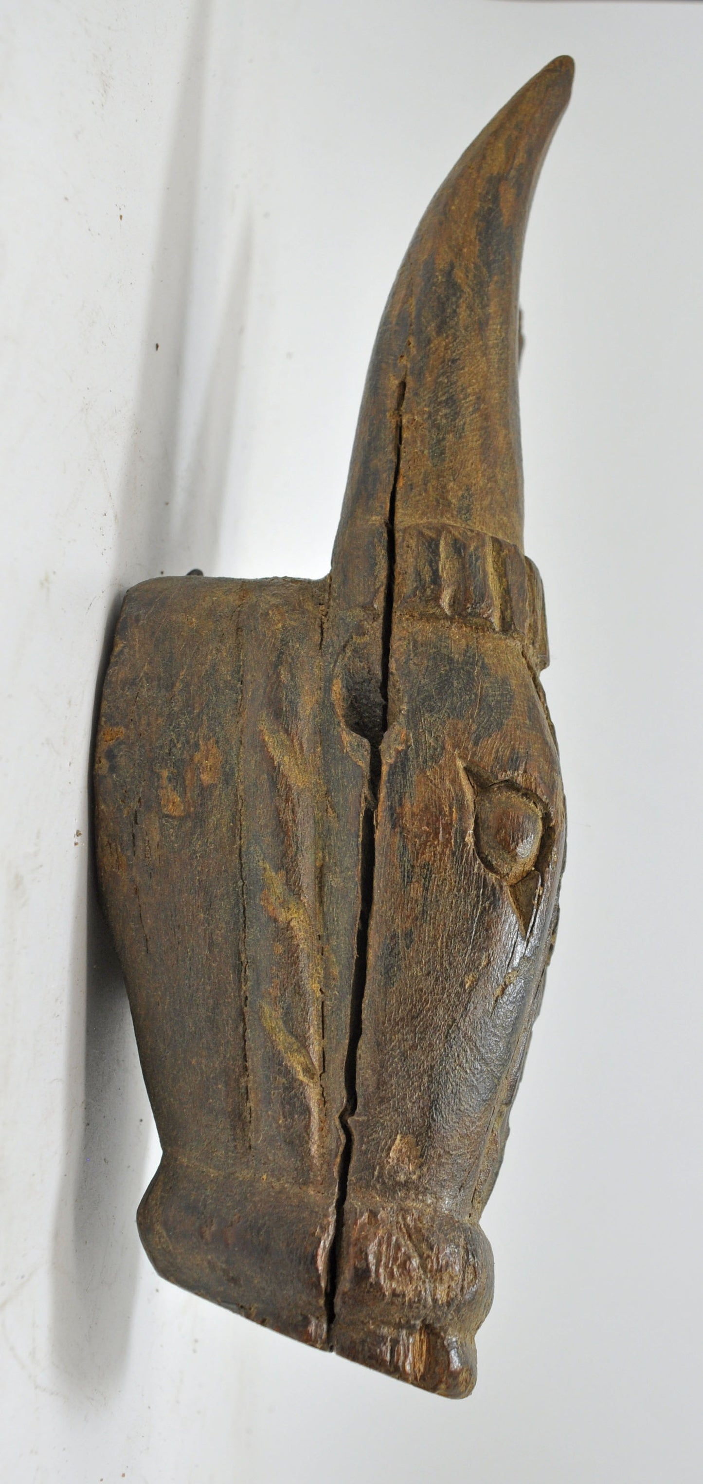 Antique Wooden Wall Hanging Cow Bull Head Bust Figurine Original Old Hand Carved