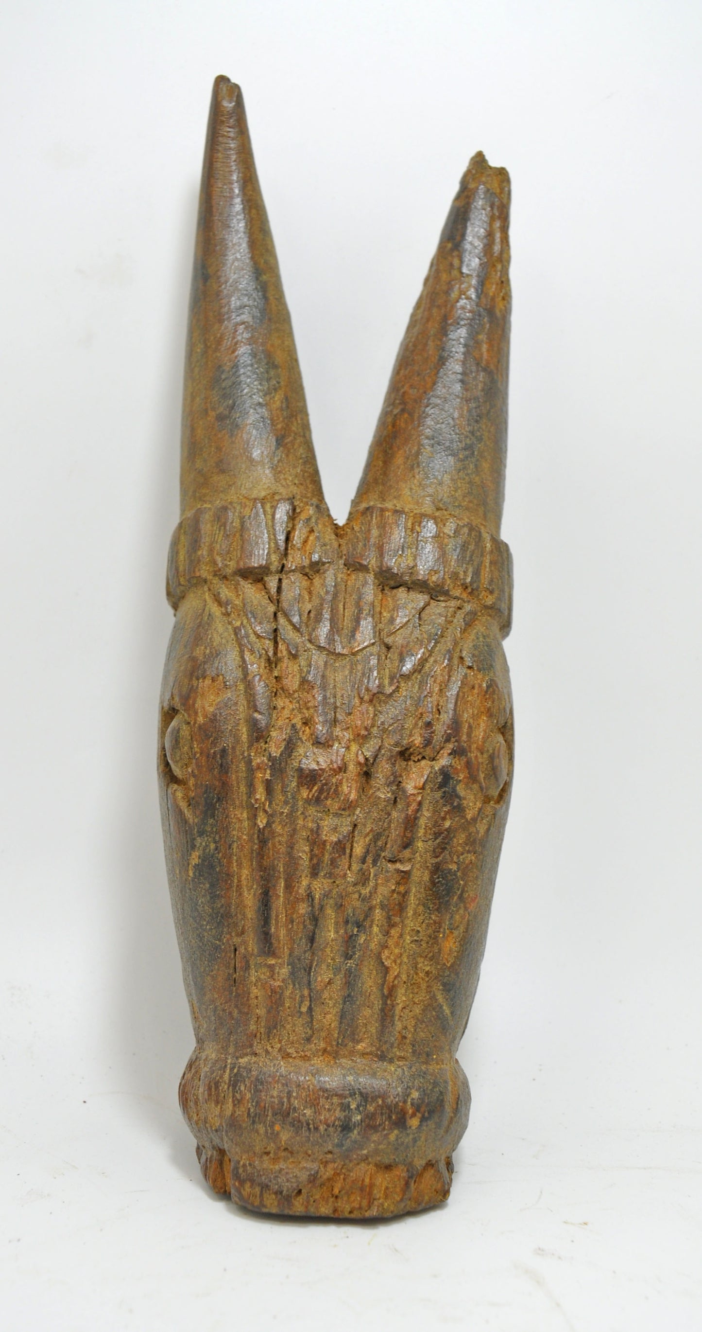 Antique Wooden Wall Hanging Cow Bull Head Bust Figurine Original Old Hand Carved