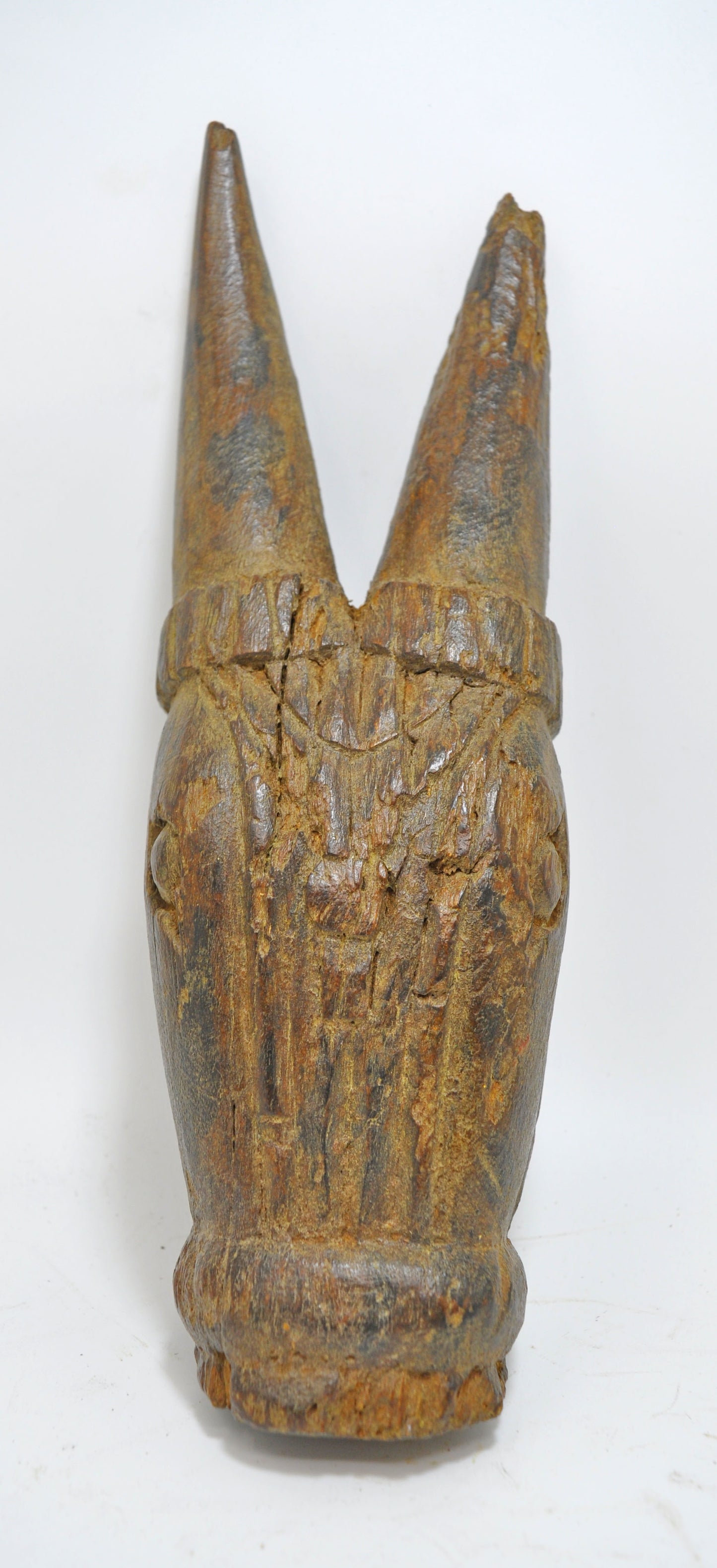 Antique Wooden Wall Hanging Cow Bull Head Bust Figurine Original Old Hand Carved