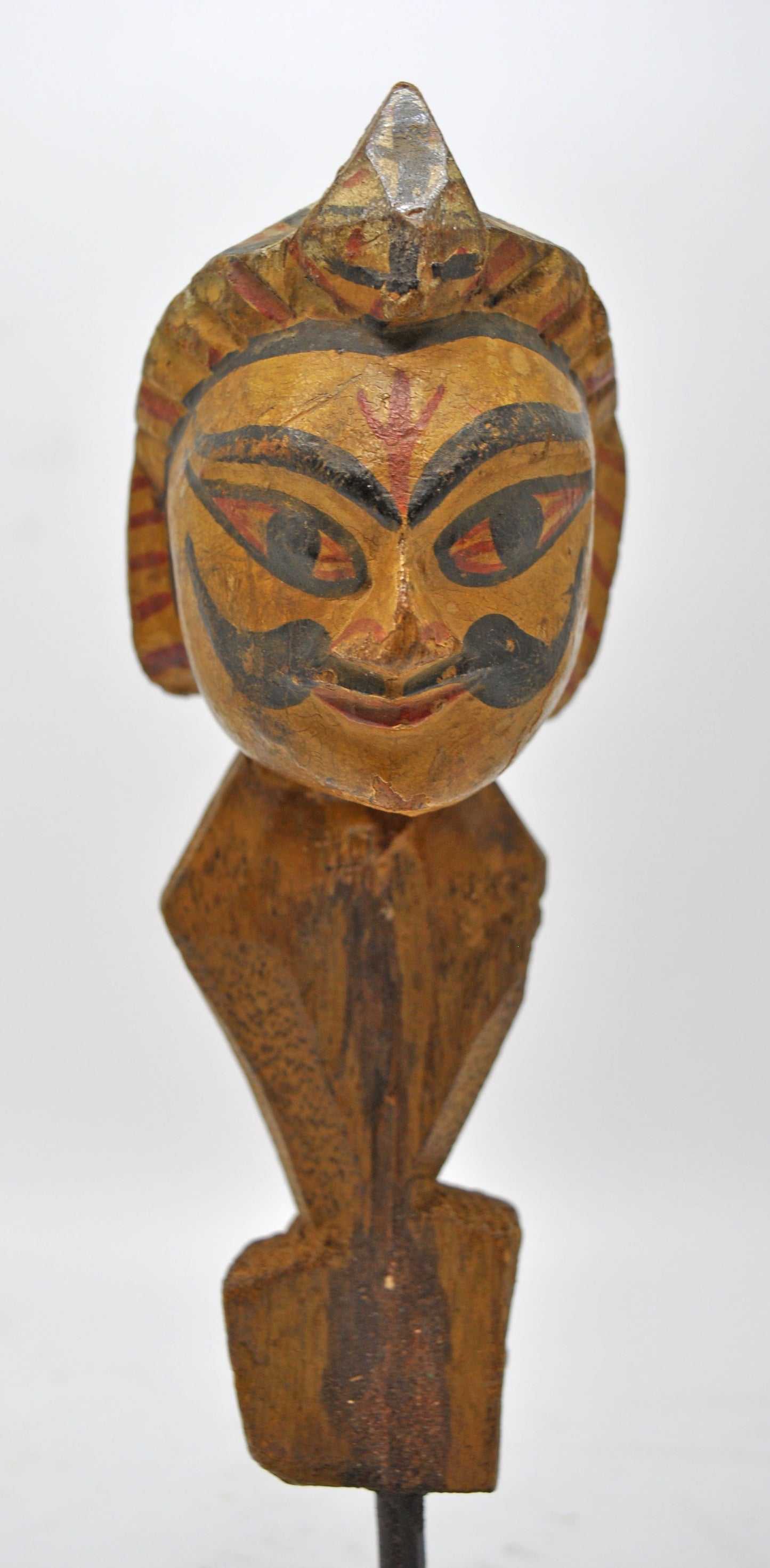 Antique Wooden Puppet Head Bust Figurine Original Old Hand Carved