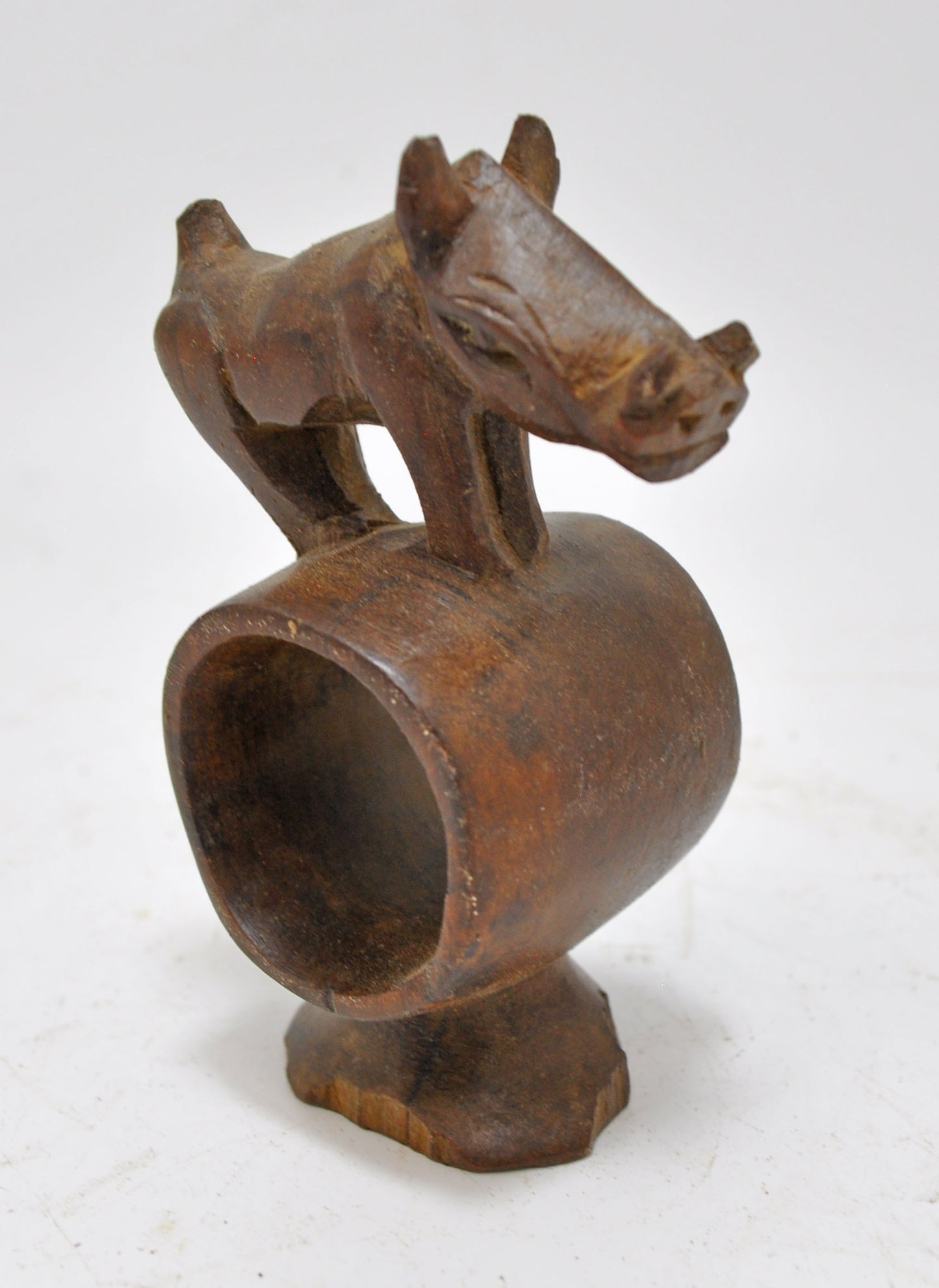 Antique Wooden Wild Boar Figurine Original Old Hand Carved