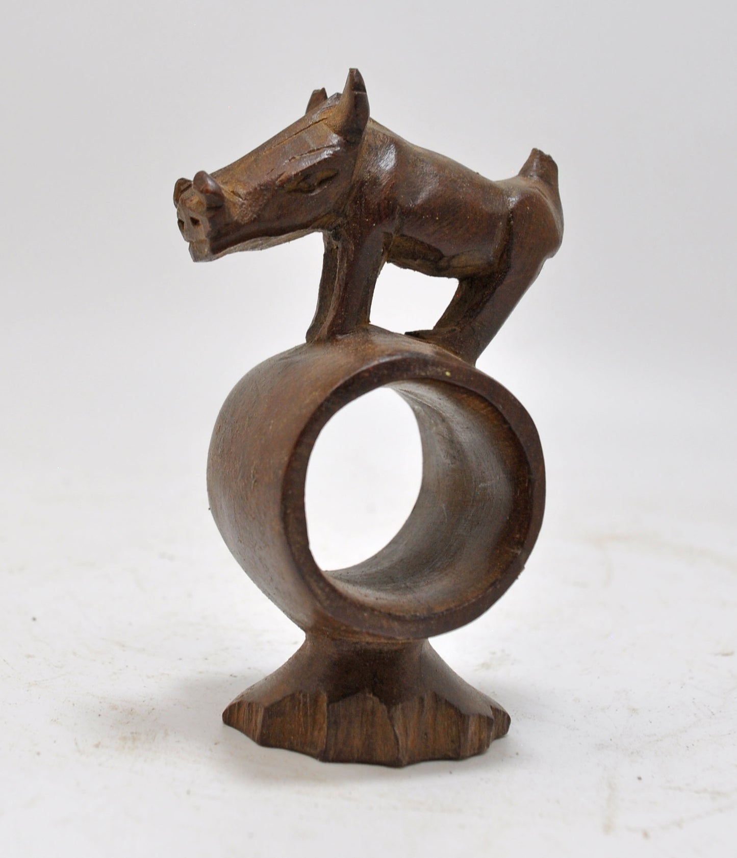 Antique Wooden Wild Boar Figurine Original Old Hand Carved