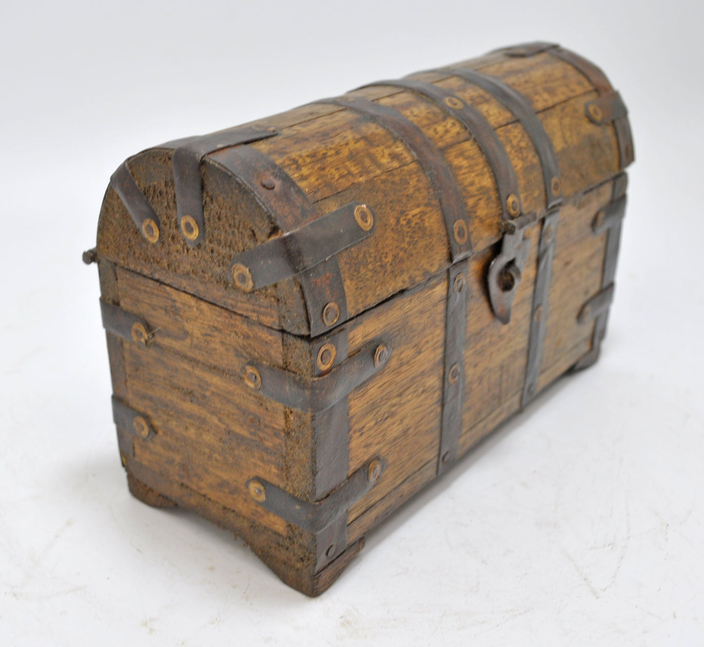 Vintage Wooden Hand Crafted Half Round Storage Box Original Old Hand Crafted