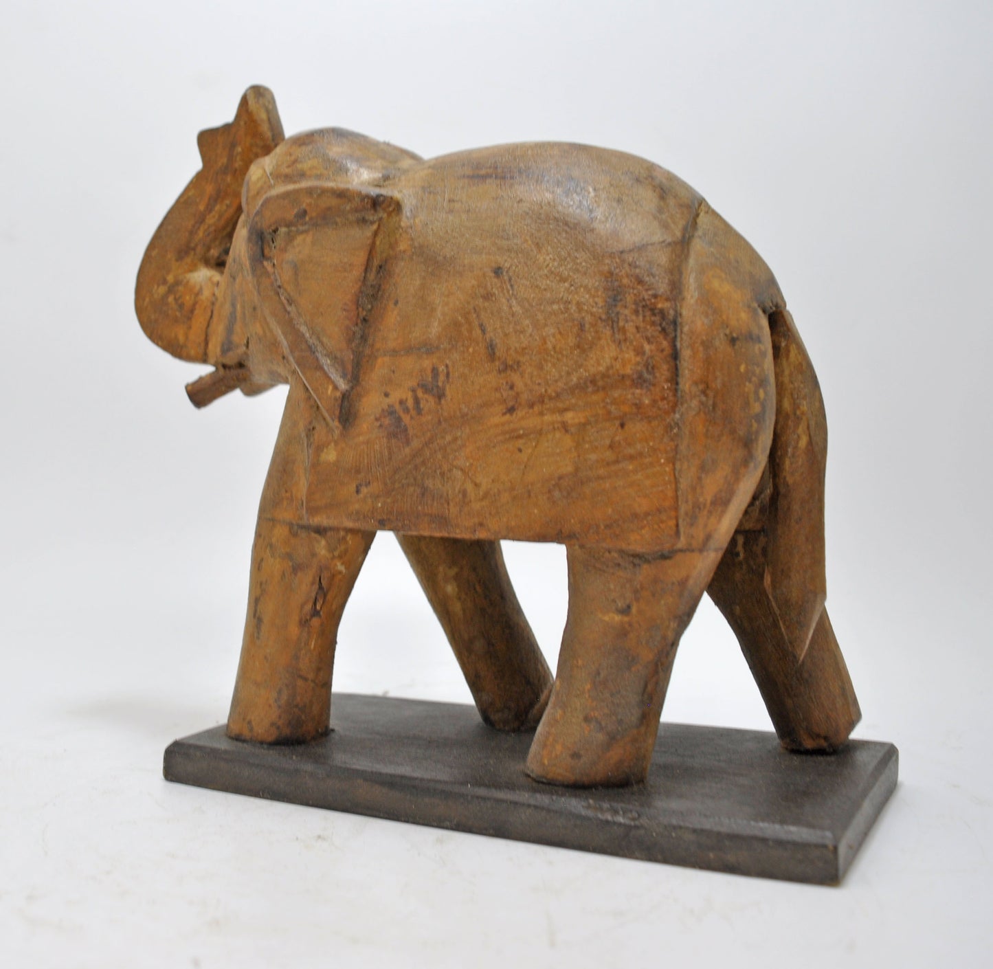Vintage Wooden Elephant Figurine Original Old Fine Hand Carved