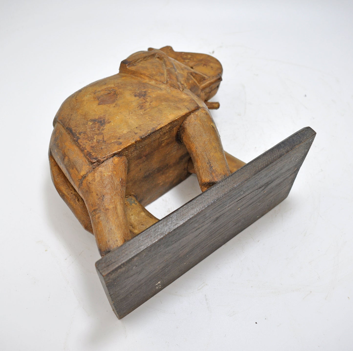 Vintage Wooden Elephant Figurine Original Old Fine Hand Carved