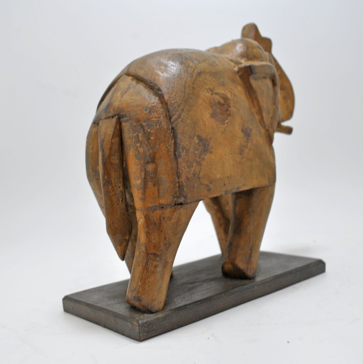 Vintage Wooden Elephant Figurine Original Old Fine Hand Carved