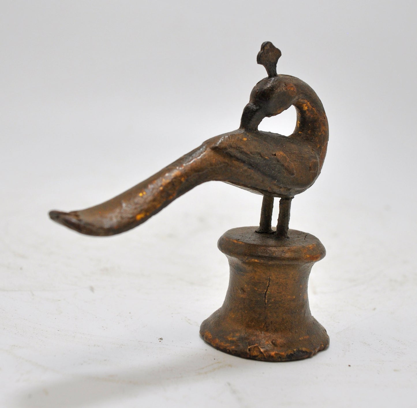 Antique Wooden Peacock Figurine Original Old Very Fine Hand Carved