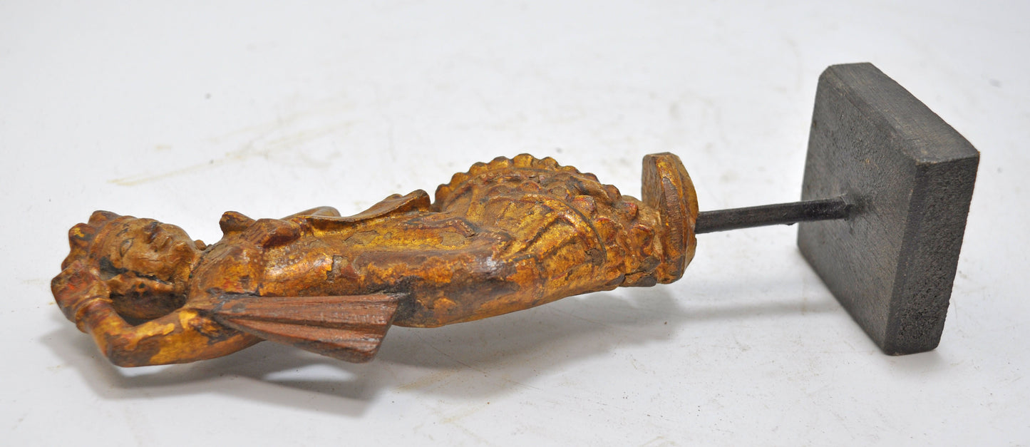 Antique Wooden Dancing Woman Figurine Original Old Very Fine Carved Painted