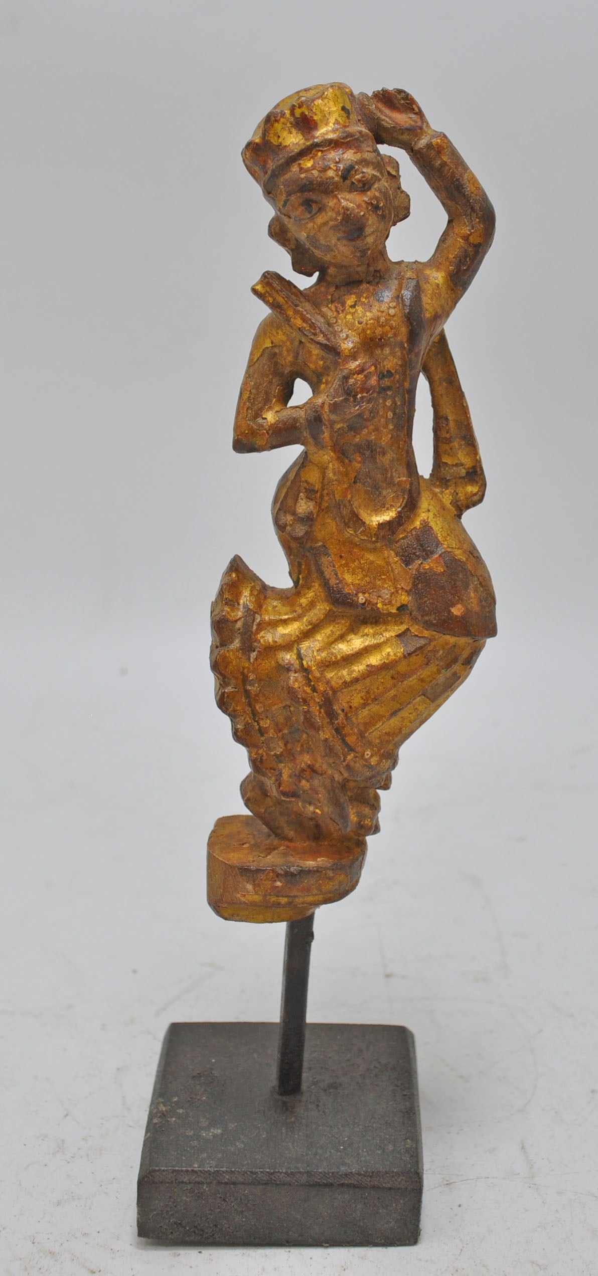 Antique Wooden Dancing Woman Figurine Original Old Very Fine Carved Painted