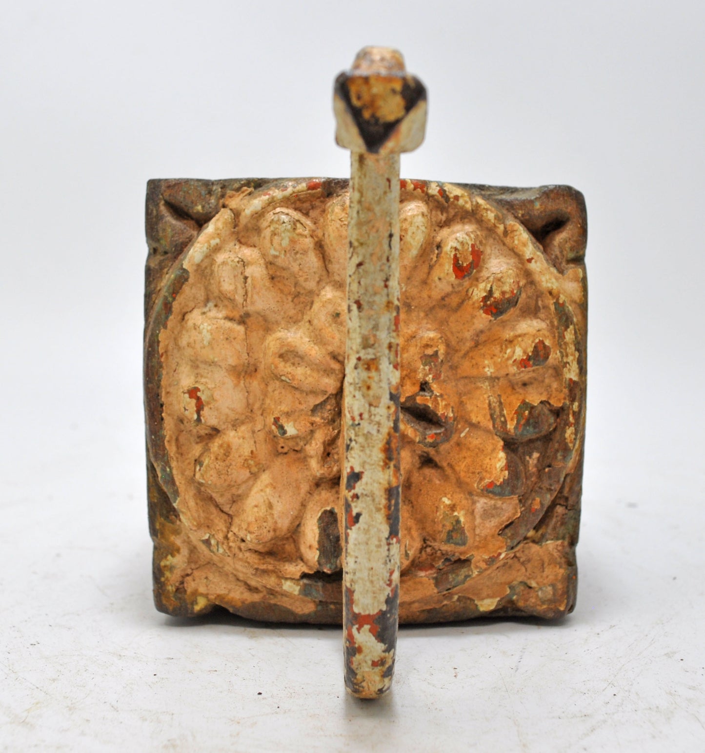 Antique Wooden Wall Hanging 1 Hook Hanger Original Old Hand Carved Polychrome