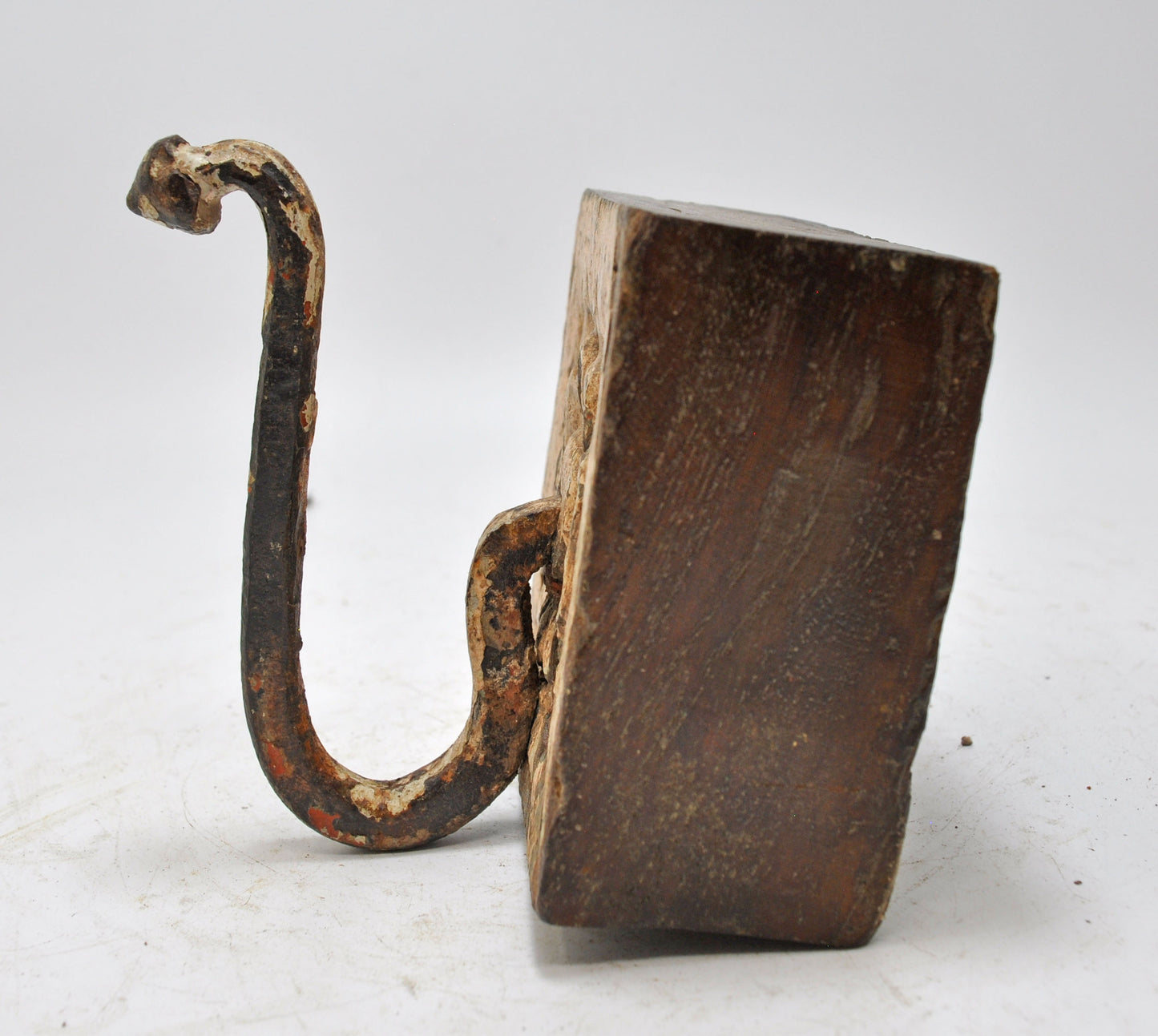 Antique Wooden Wall Hanging 1 Hook Hanger Original Old Hand Carved Polychrome