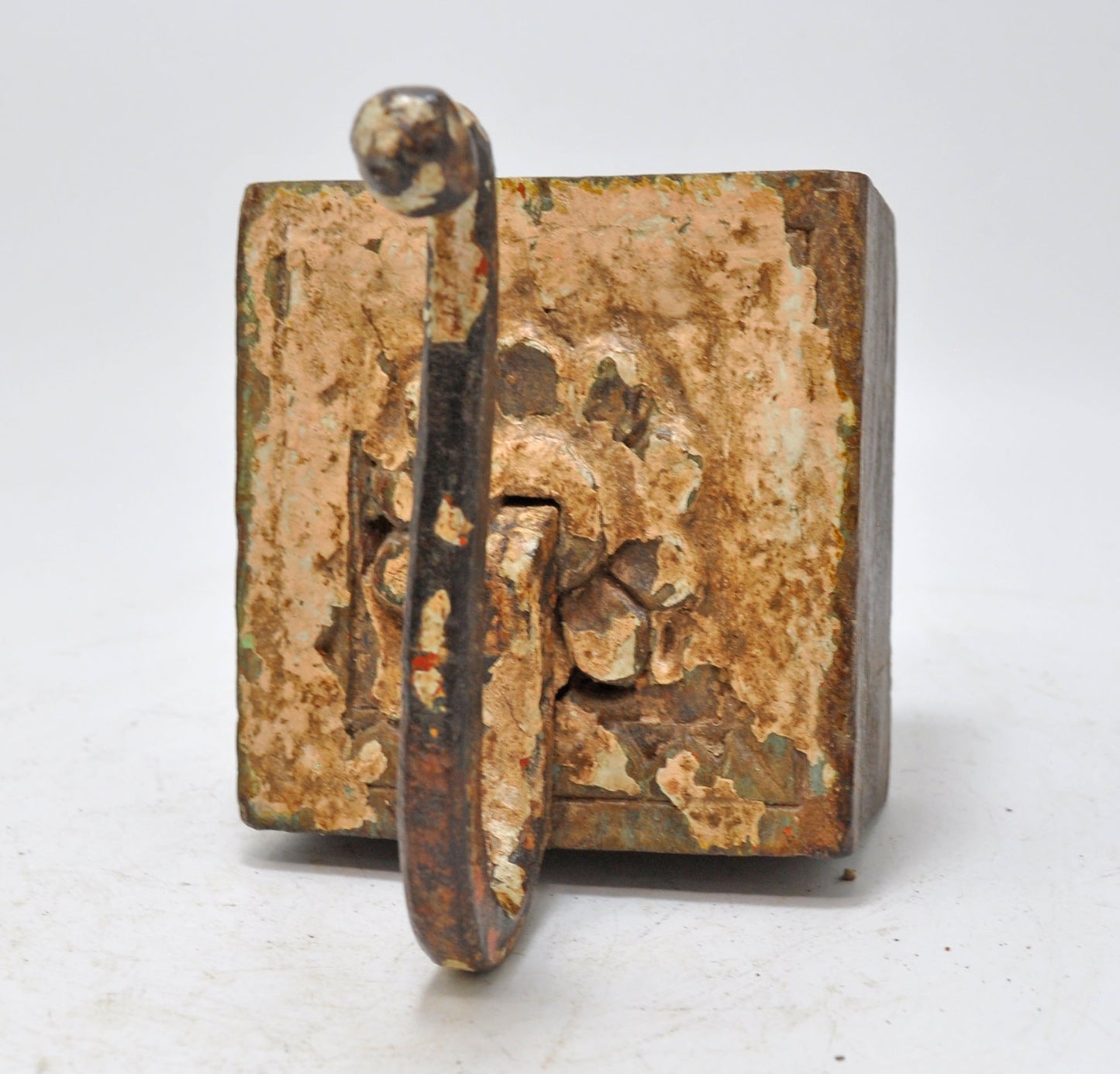 Antique Wooden Wall Hanging 1 Hook Hanger Original Old Hand Carved Polychrome