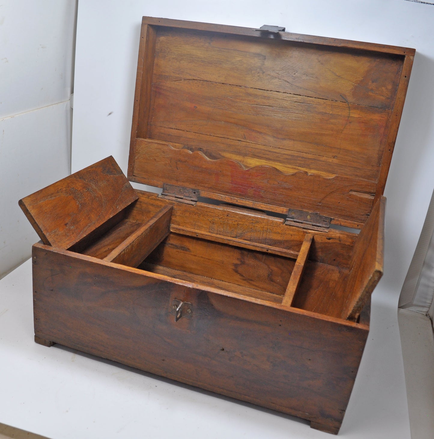 Antique Wooden Shopkeepers Cash Chest Money Box Original Old Fine Hand Crafted