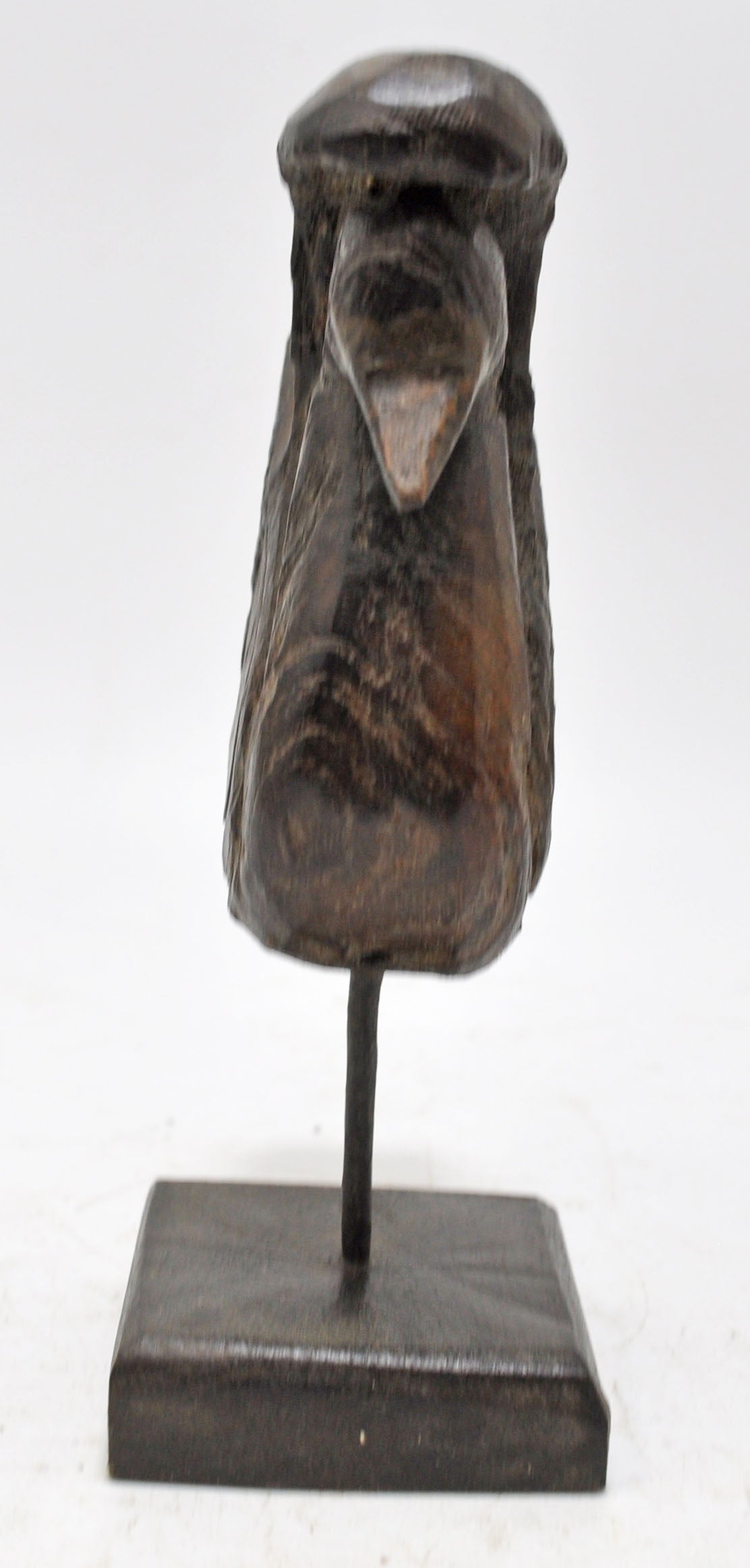 Vintage Wooden Small Bird Figurine on Stand Original Old Hand Carved