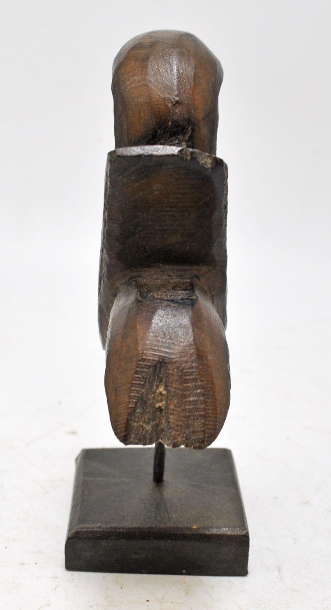 Vintage Wooden Small Bird Figurine on Stand Original Old Hand Carved