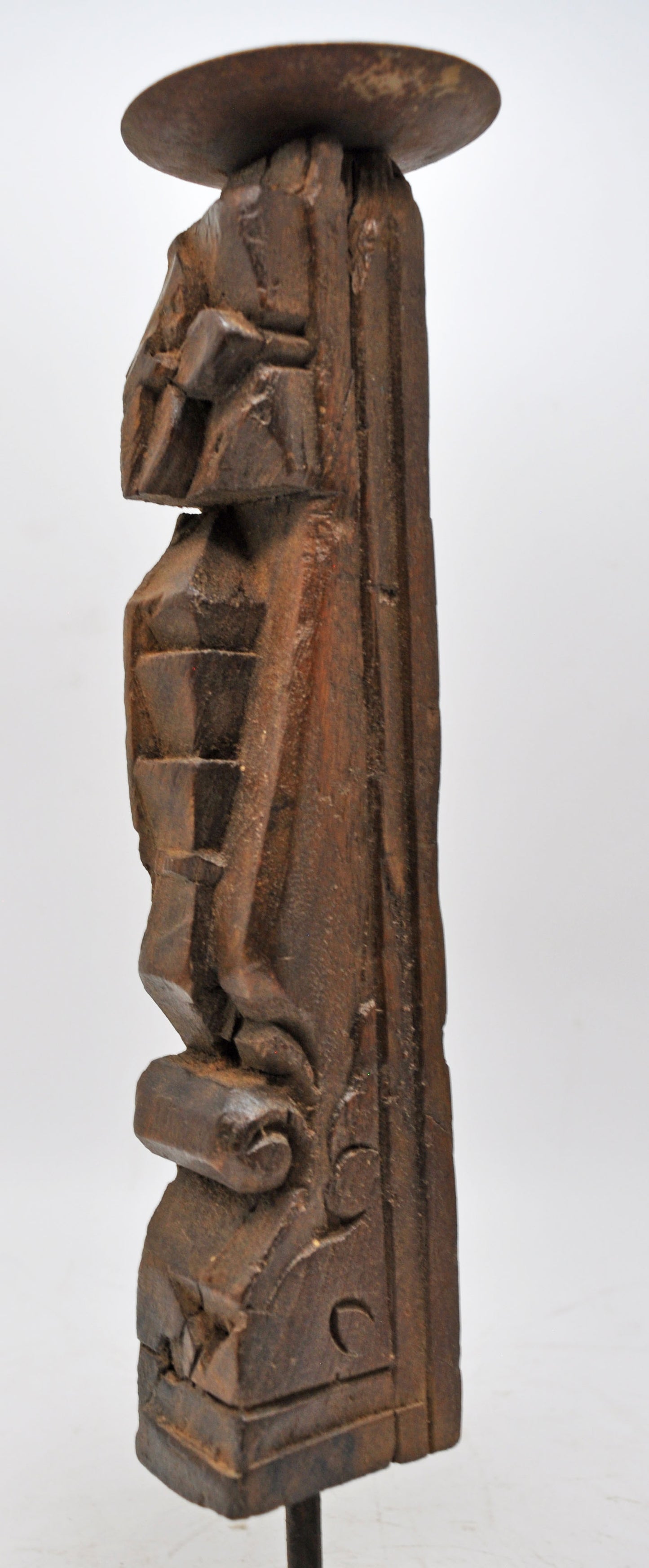 Antique Wooden Wall Bracket Carving Candle Holder Original Old Hand Carved