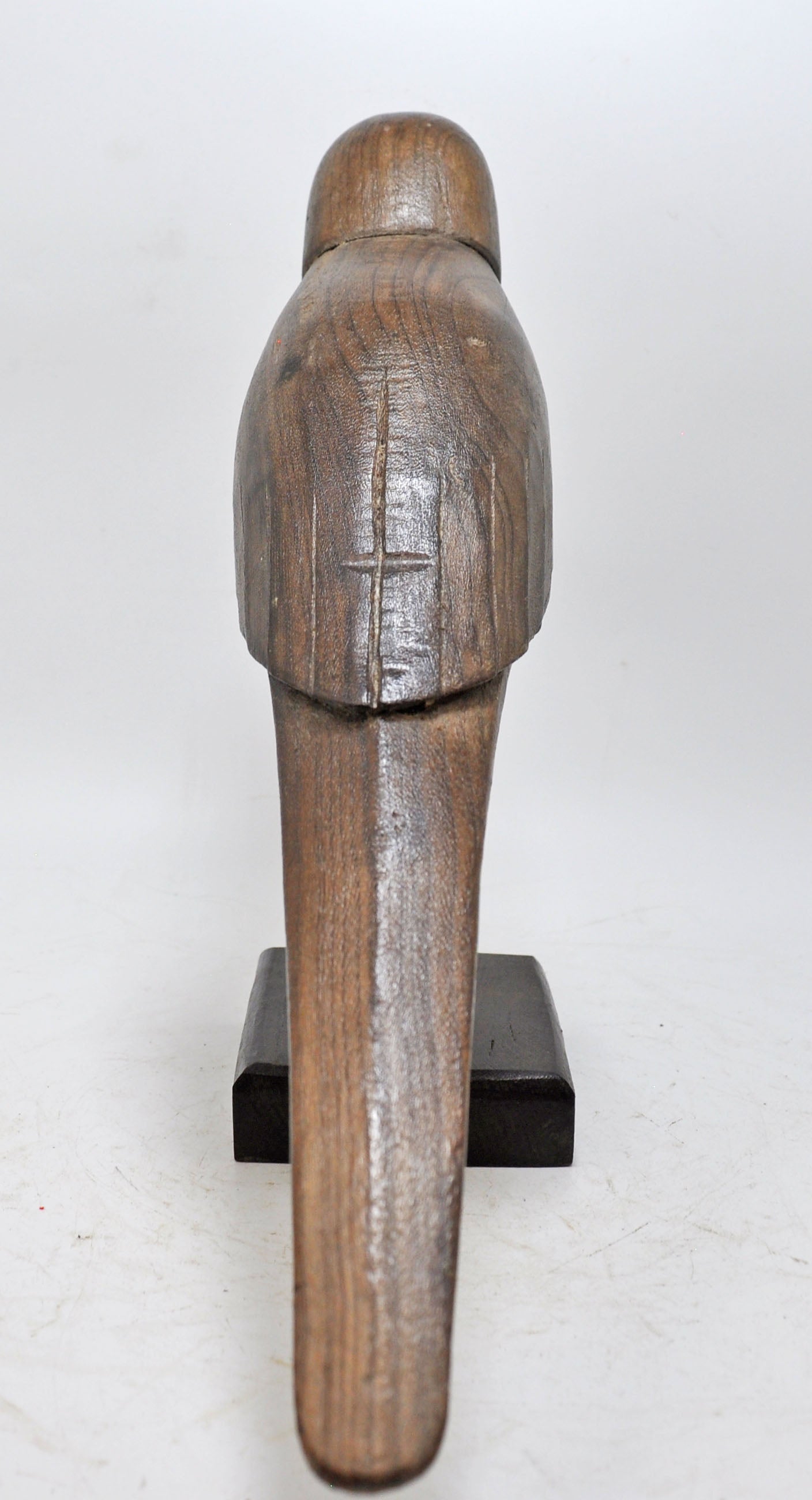 Vintage Wooden Parrot Bird Figurine on Stand Original Old Hand Carved