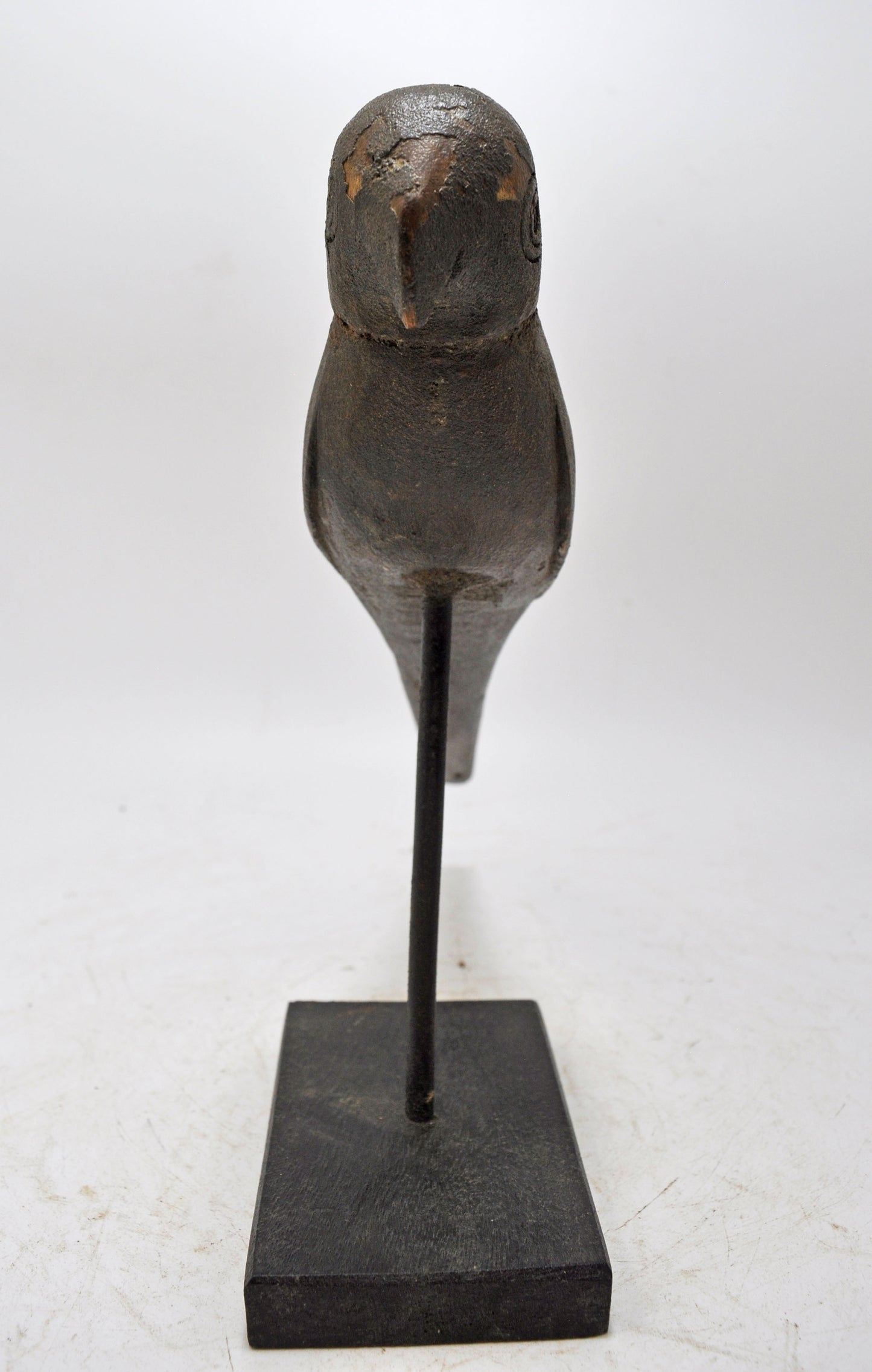 Vintage Wooden Parrot Bird Figurine on Stand Original Old Hand Carved