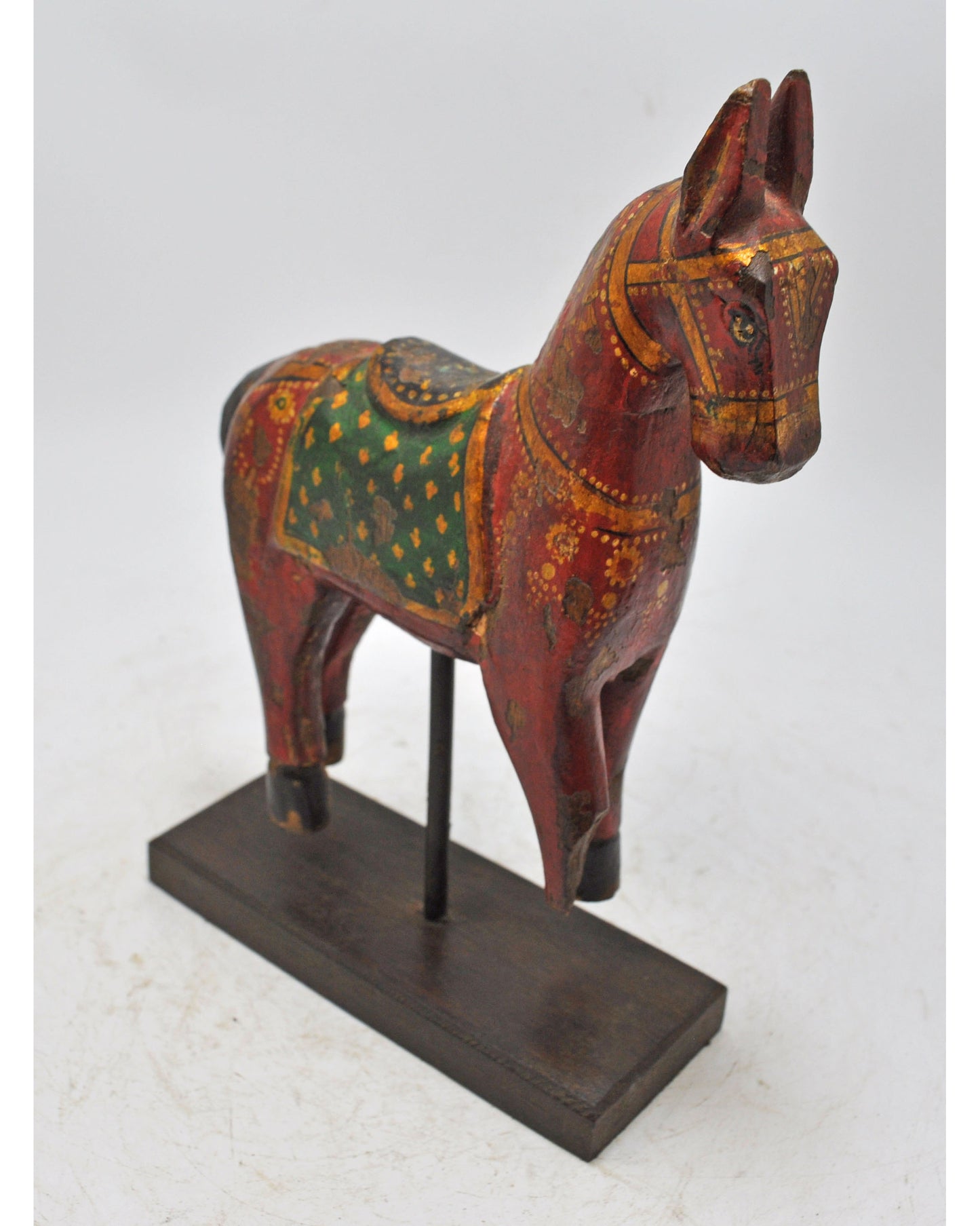 Hand Carved Wooden Horse Figurine Rustic Hand Painted
