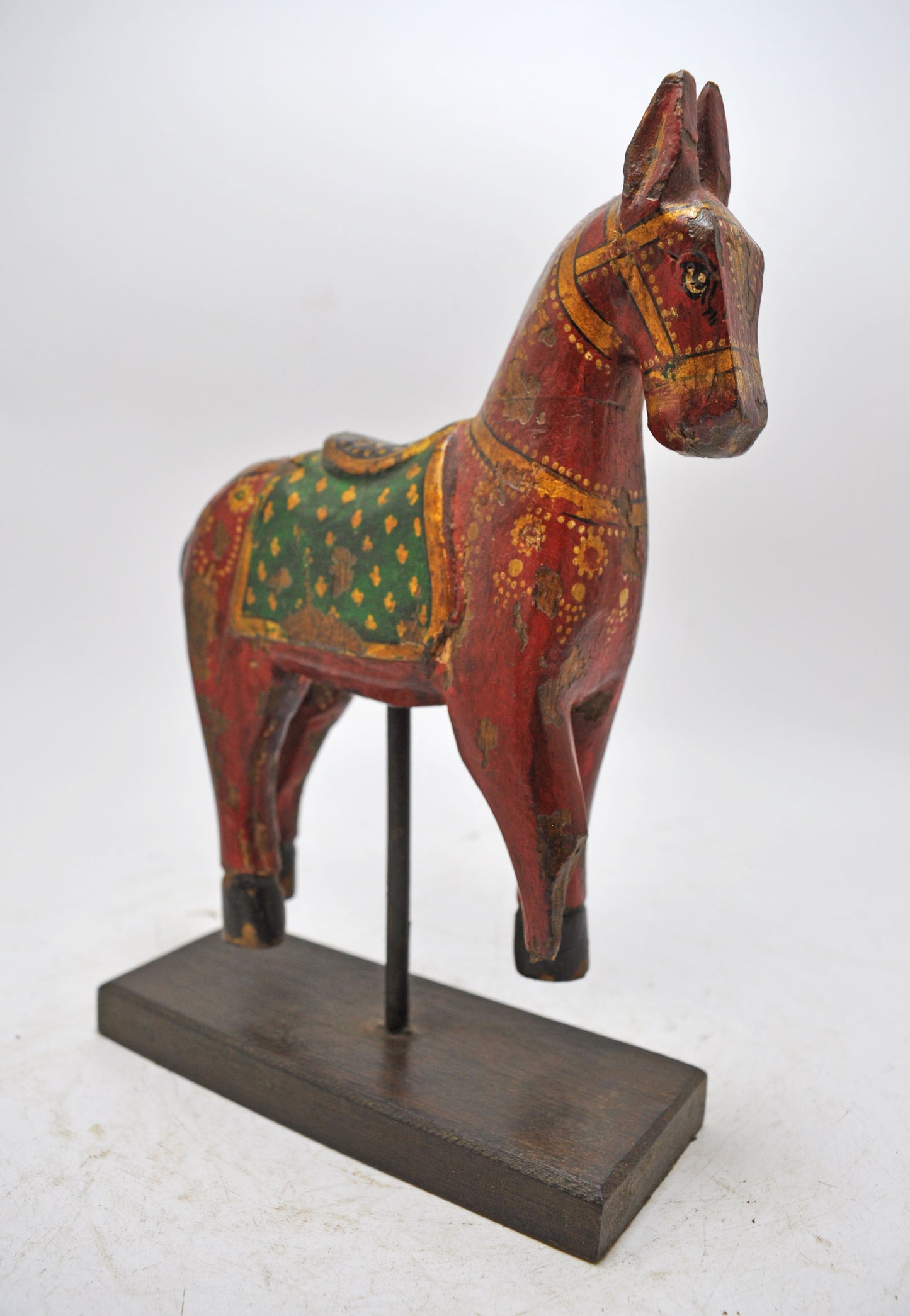 Hand Carved Wooden Horse Figurine Rustic Hand Painted