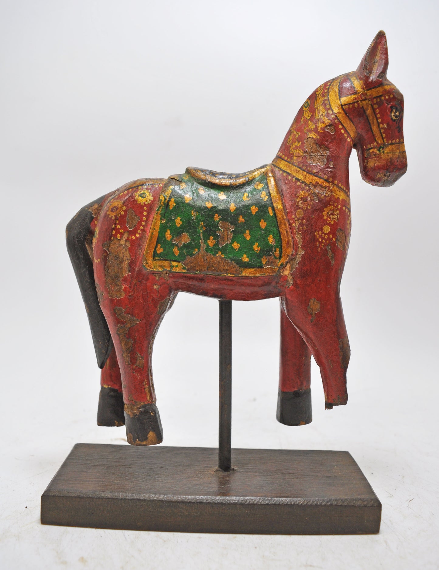 Hand Carved Wooden Horse Figurine Rustic Hand Painted