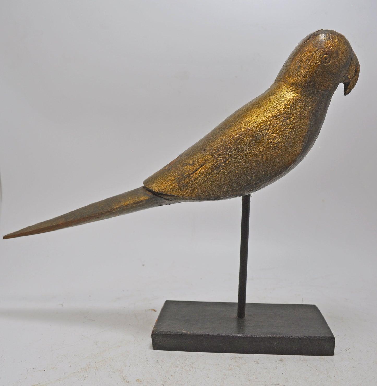 Vintage Wooden Parrot Bird Figurine on Stand Original Old Hand Carved