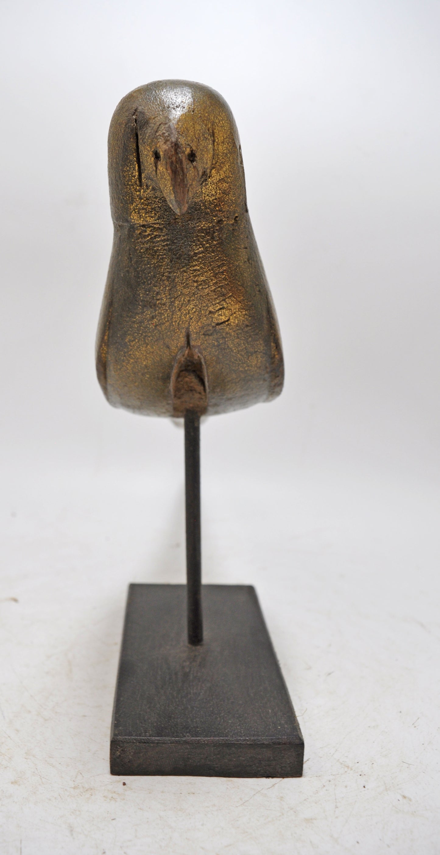 Vintage Wooden Parrot Bird Figurine on Stand Original Old Hand Carved