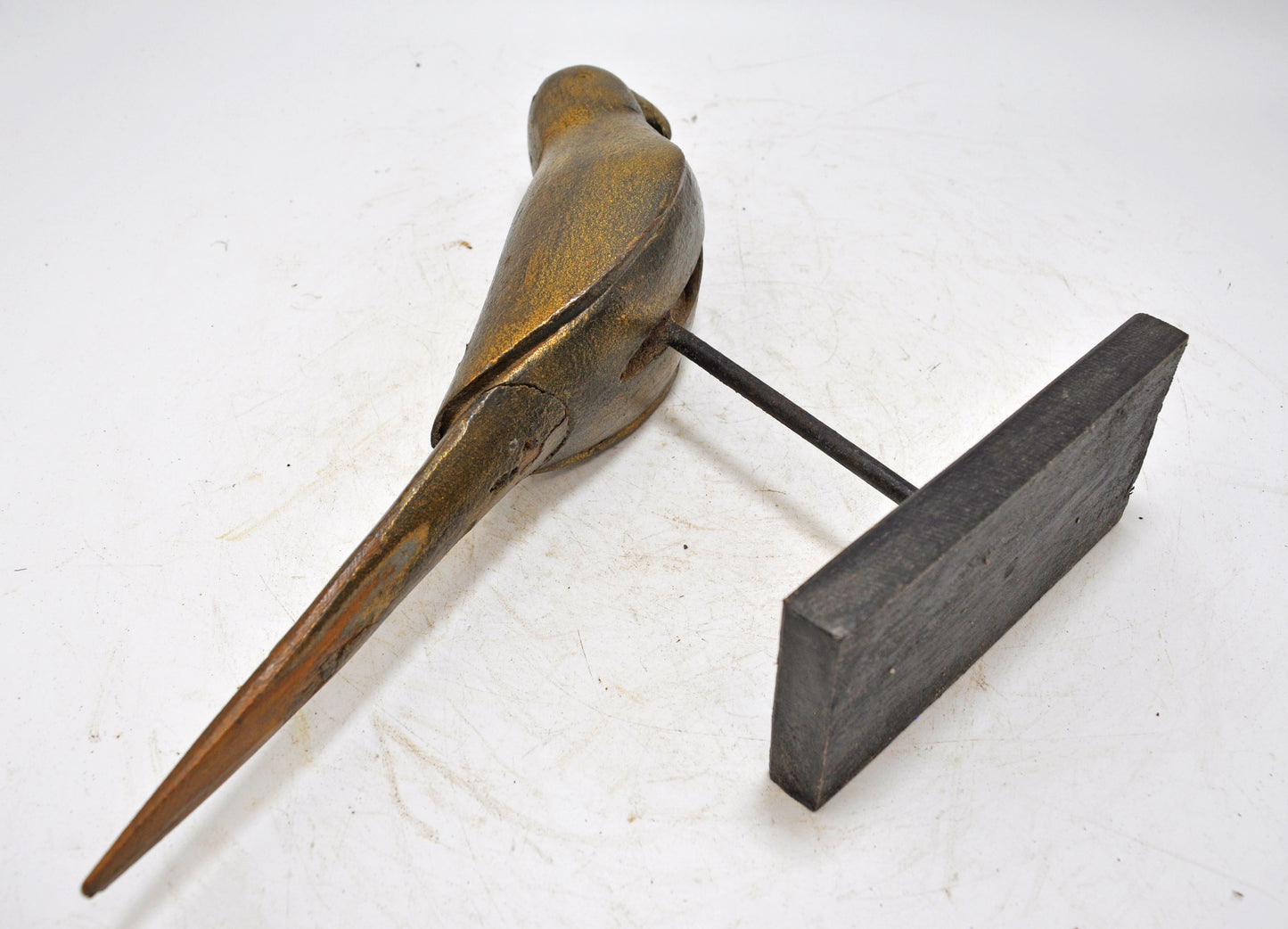 Vintage Wooden Parrot Bird Figurine on Stand Original Old Hand Carved