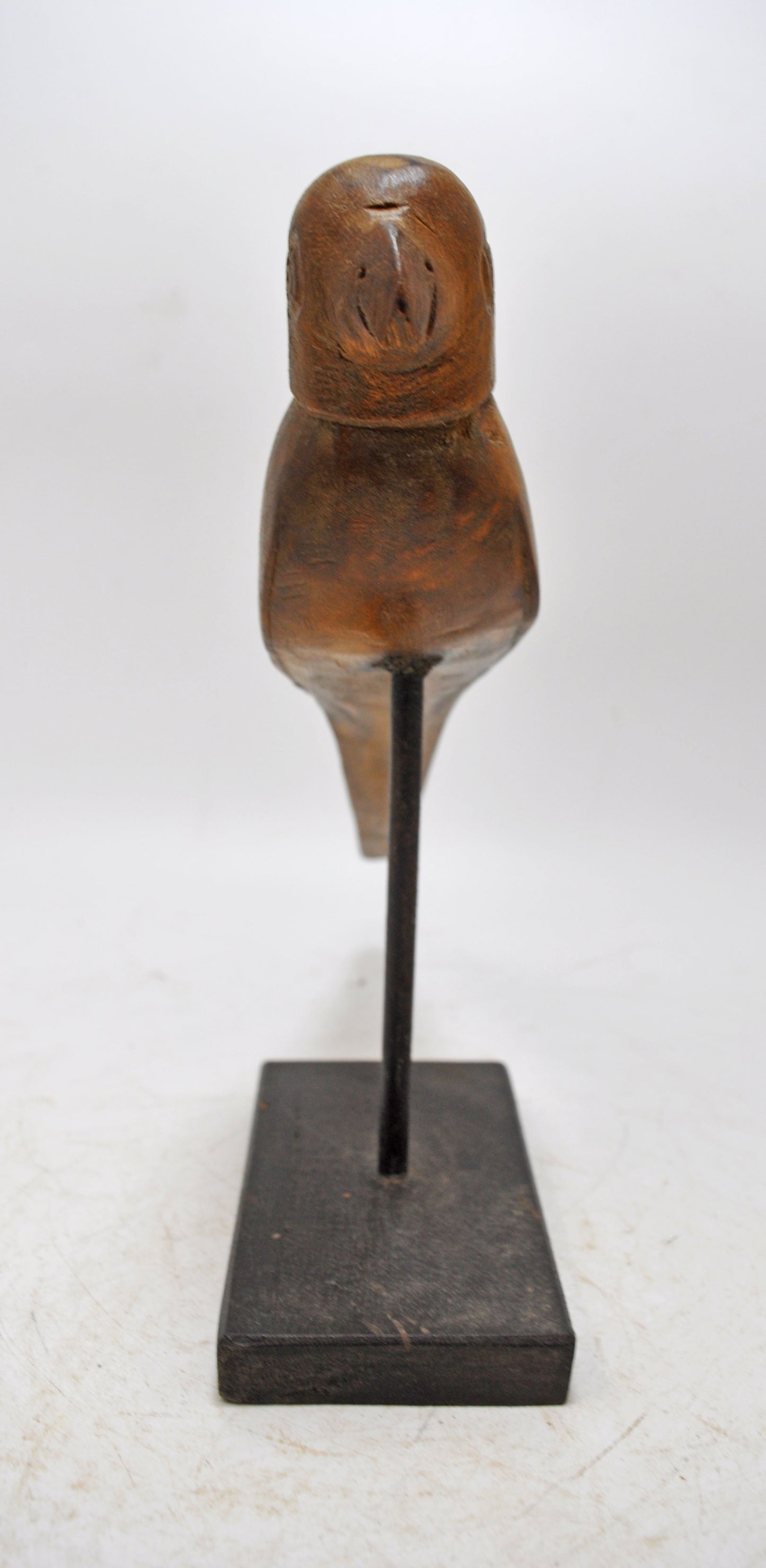 Vintage Wooden Parrot Bird Figurine on Stand Original Old Hand Carved