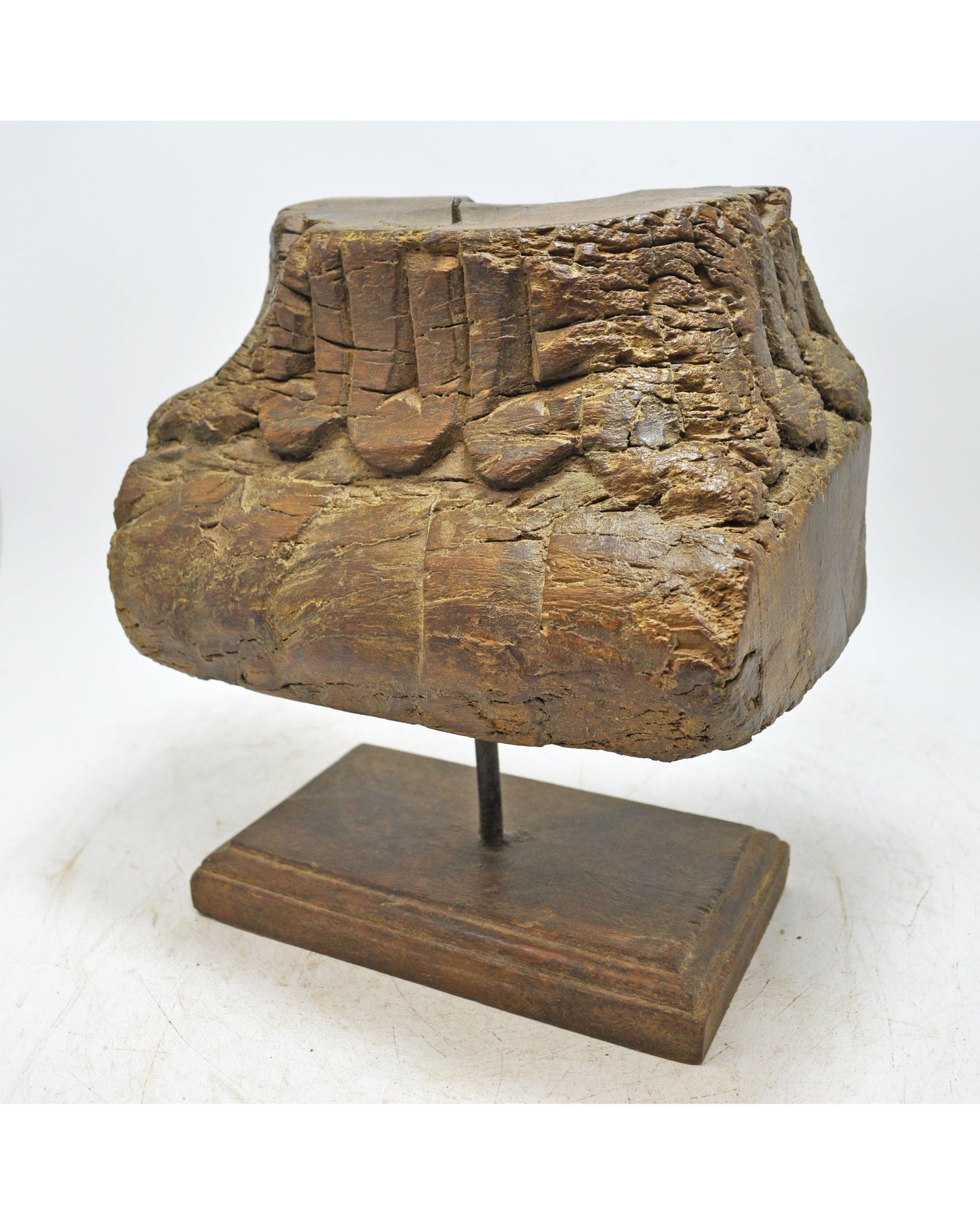 Antique Wooden Carving Block Candle Holder Stand Original Old Hand Carved