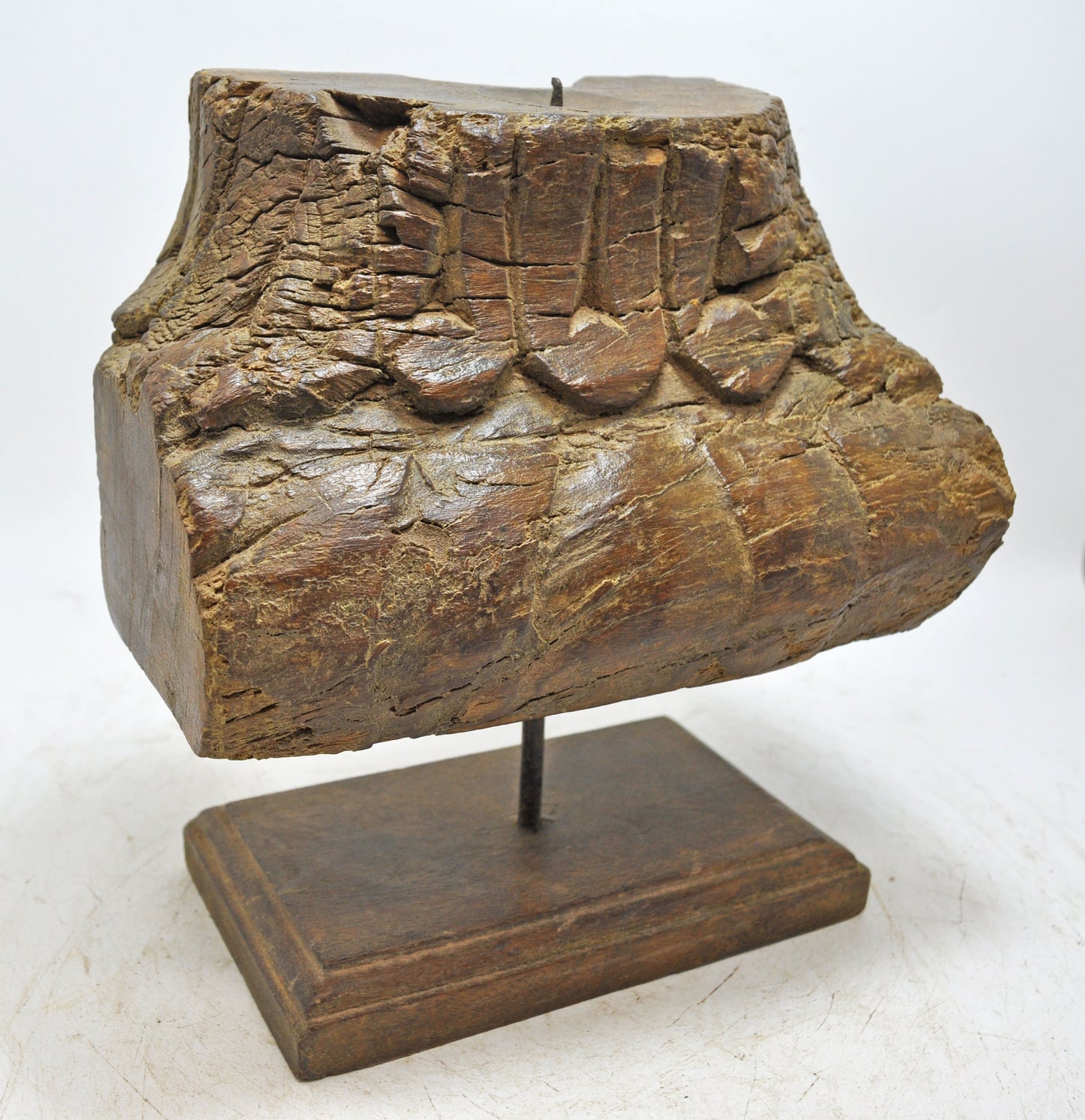 Antique Wooden Carving Block Candle Holder Stand Original Old Hand Carved