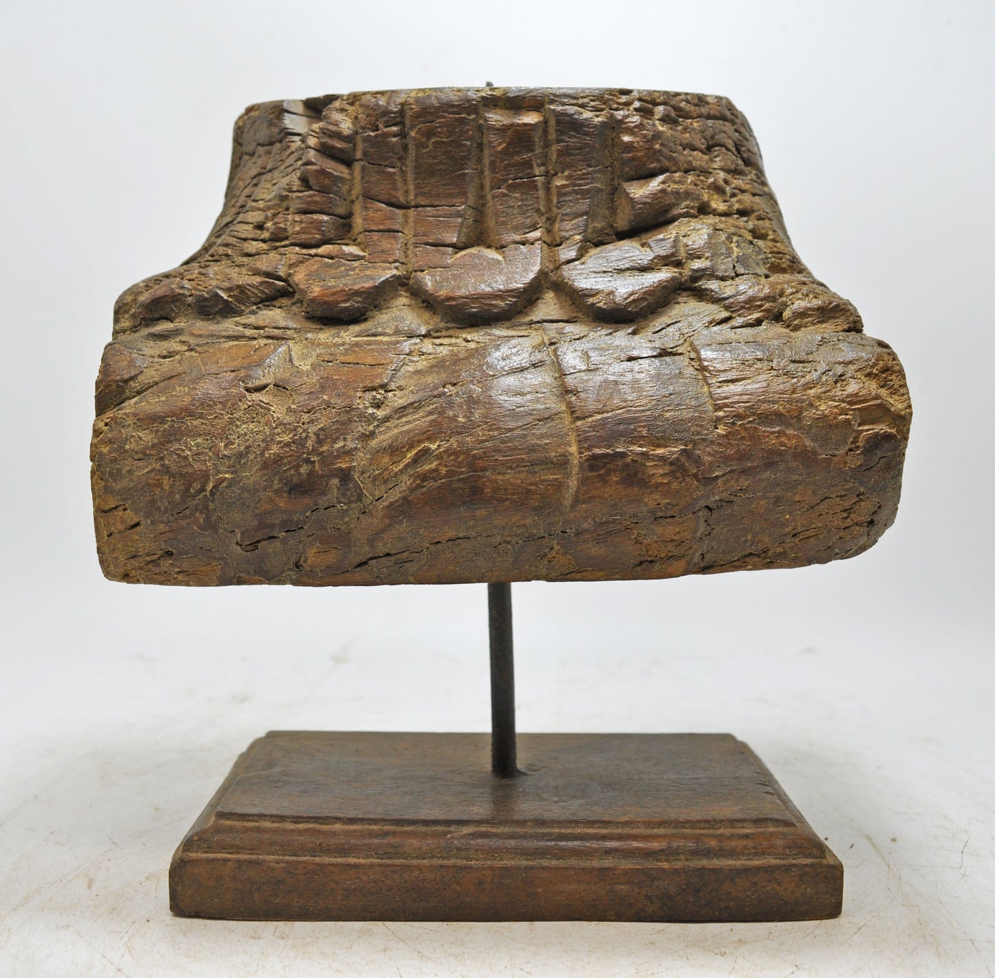 Antique Wooden Carving Block Candle Holder Stand Original Old Hand Carved
