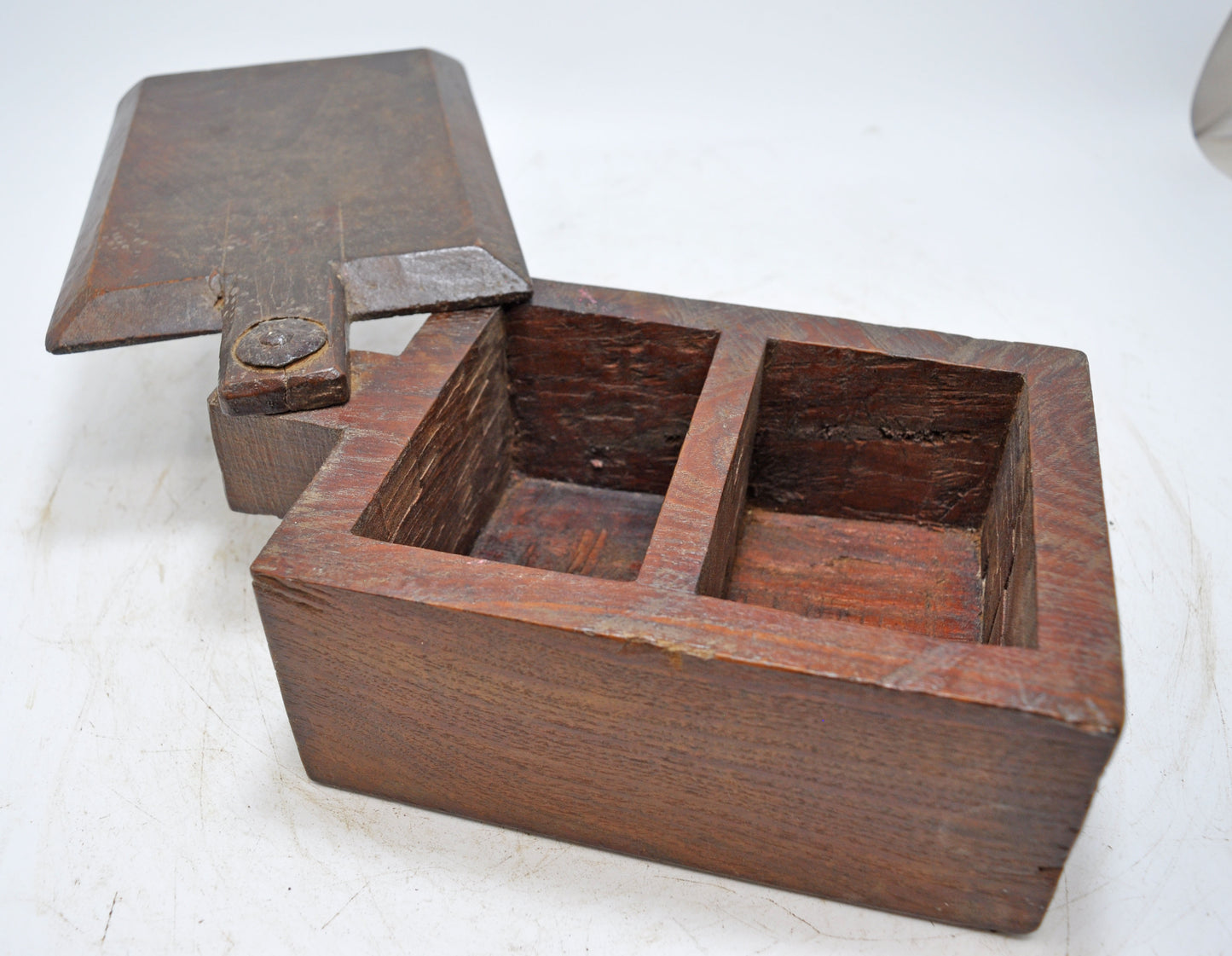 Antique Wooden Kitchenware Spice Box Original Old Hand Carved