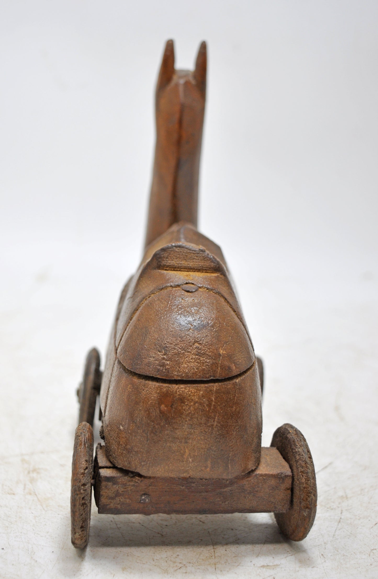 Vintage Wooden Camel on Wheels Figurine Spice Box Original Old Hand Carved