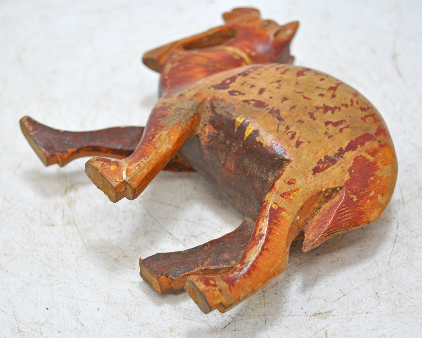 Vintage Wooden Small Camel Figurine Original Old Hand Carved Painted