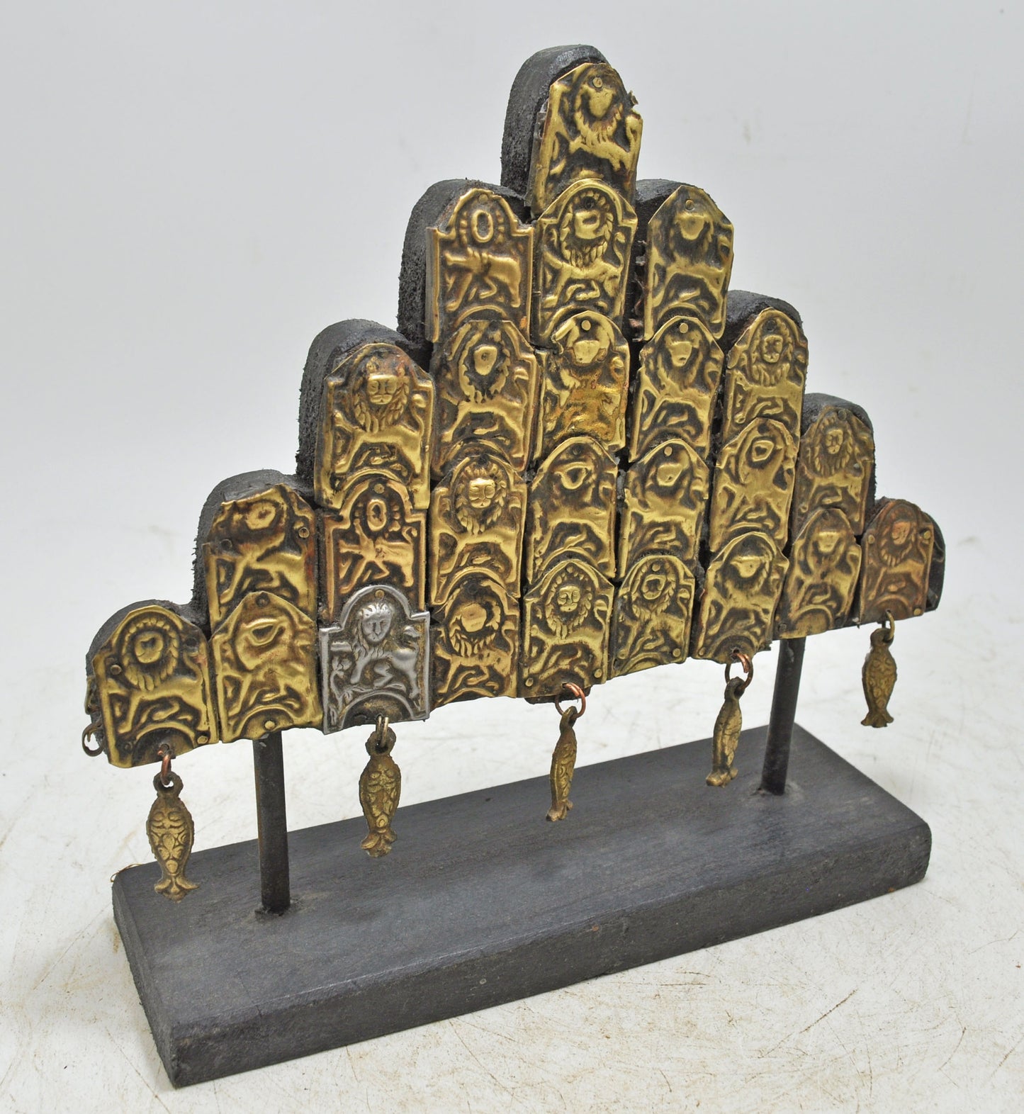 Antique Brass Horse Jewellery Panel Décor Original Old Fine Engraved