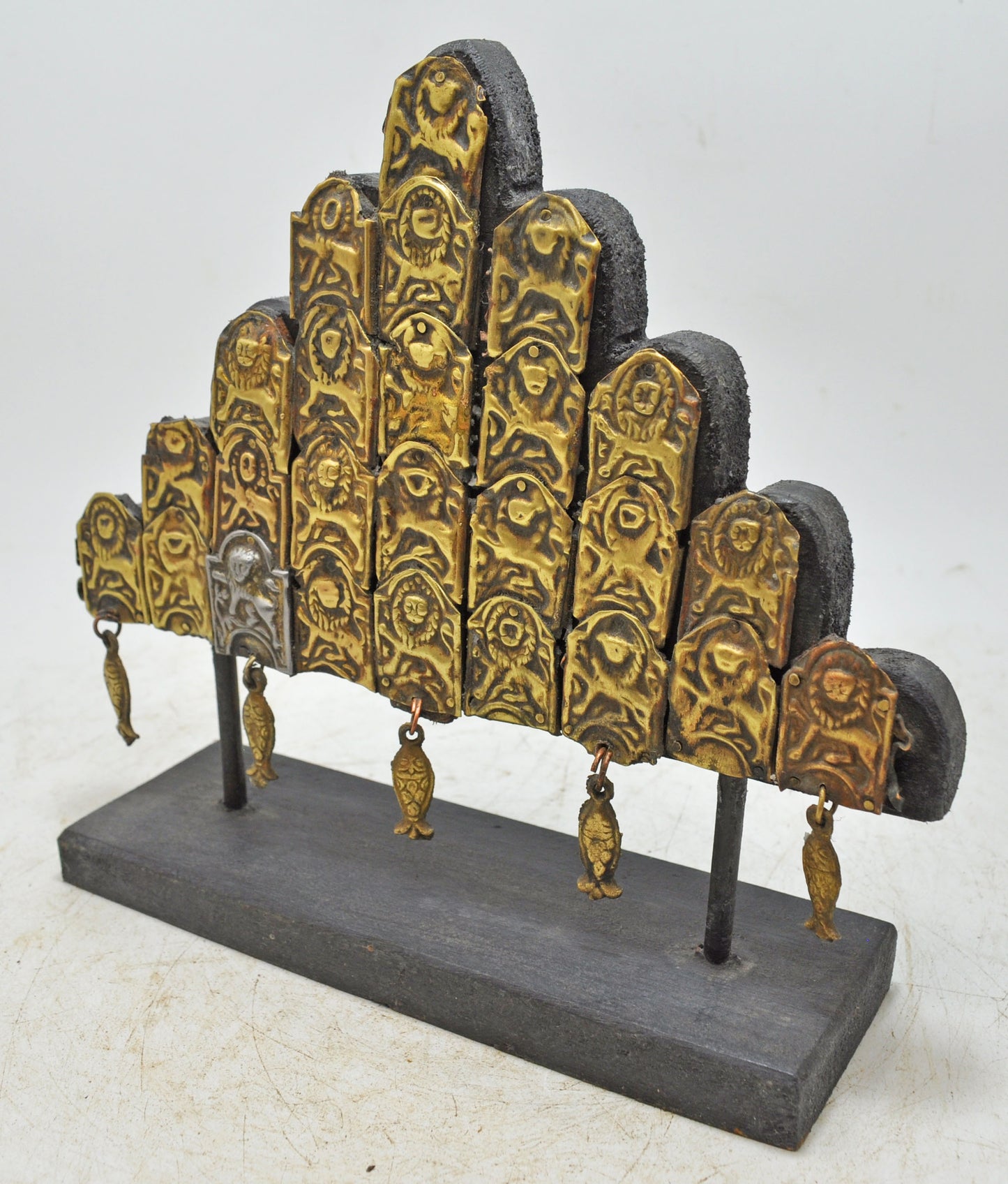 Antique Brass Horse Jewellery Panel Décor Original Old Fine Engraved