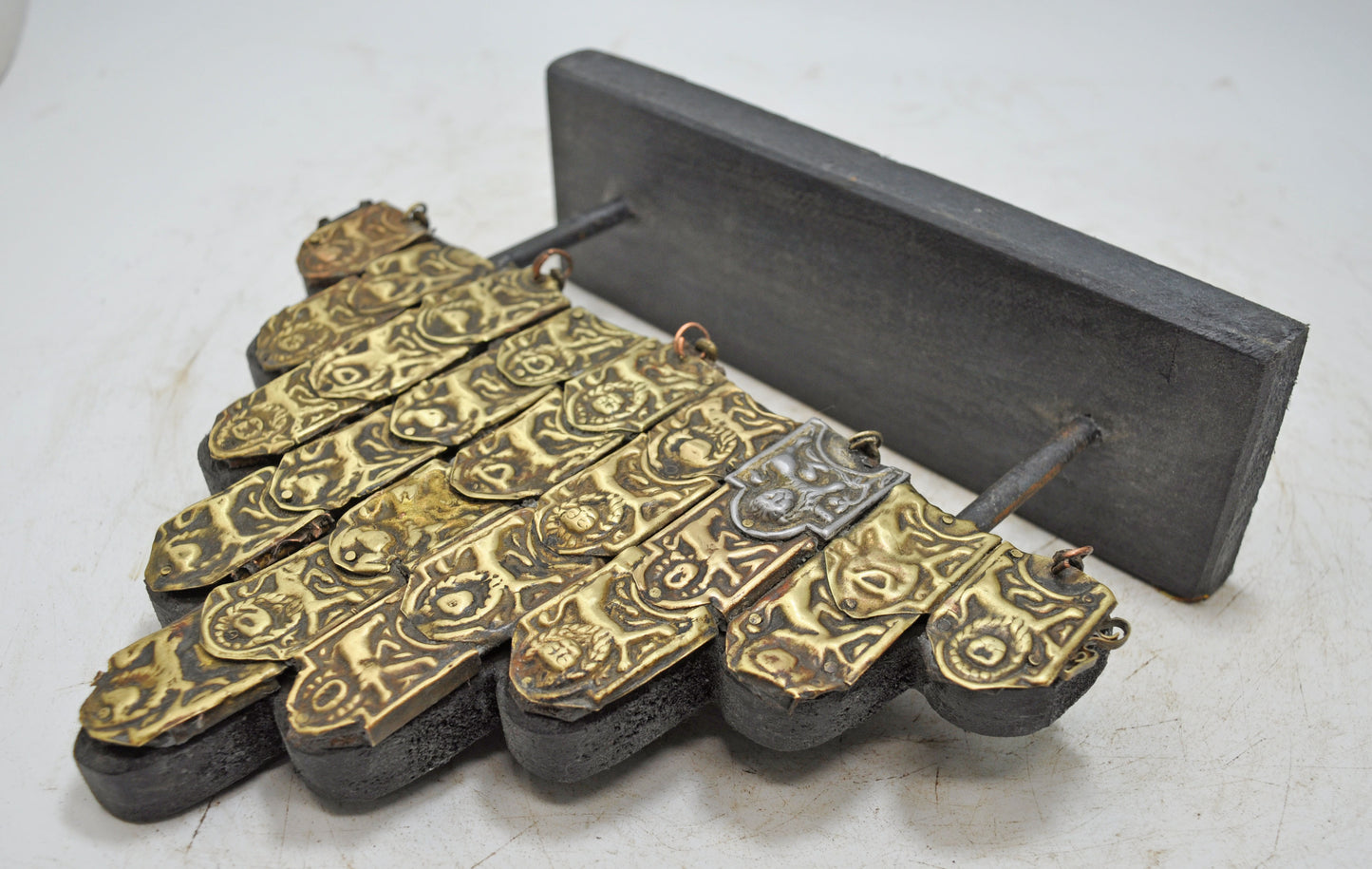 Antique Brass Horse Jewellery Panel Décor Original Old Fine Engraved