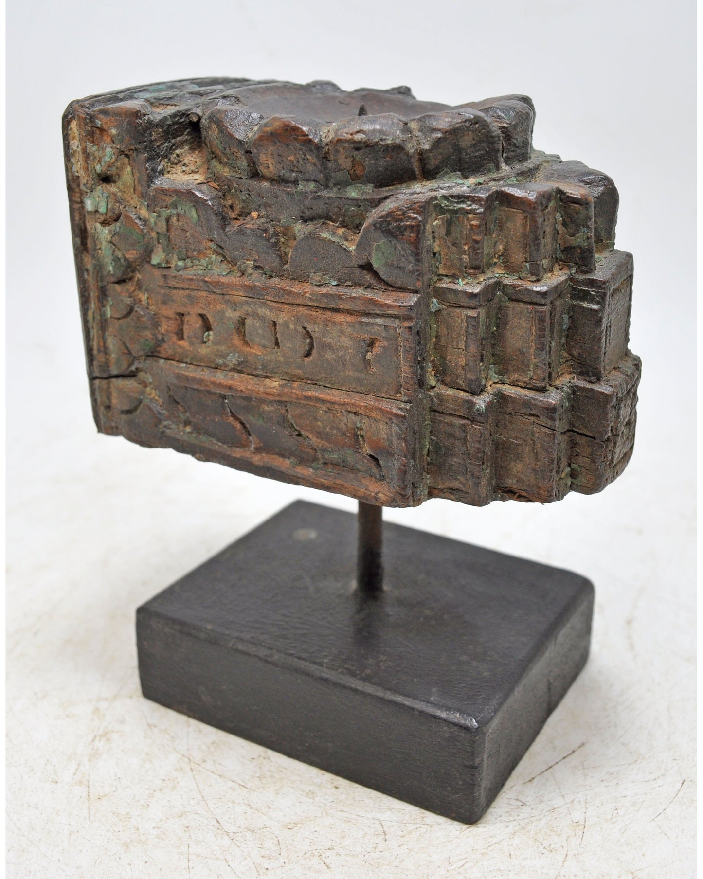 Antique Wooden Carving Block Bracket Candle Holder Original Old Hand Carved