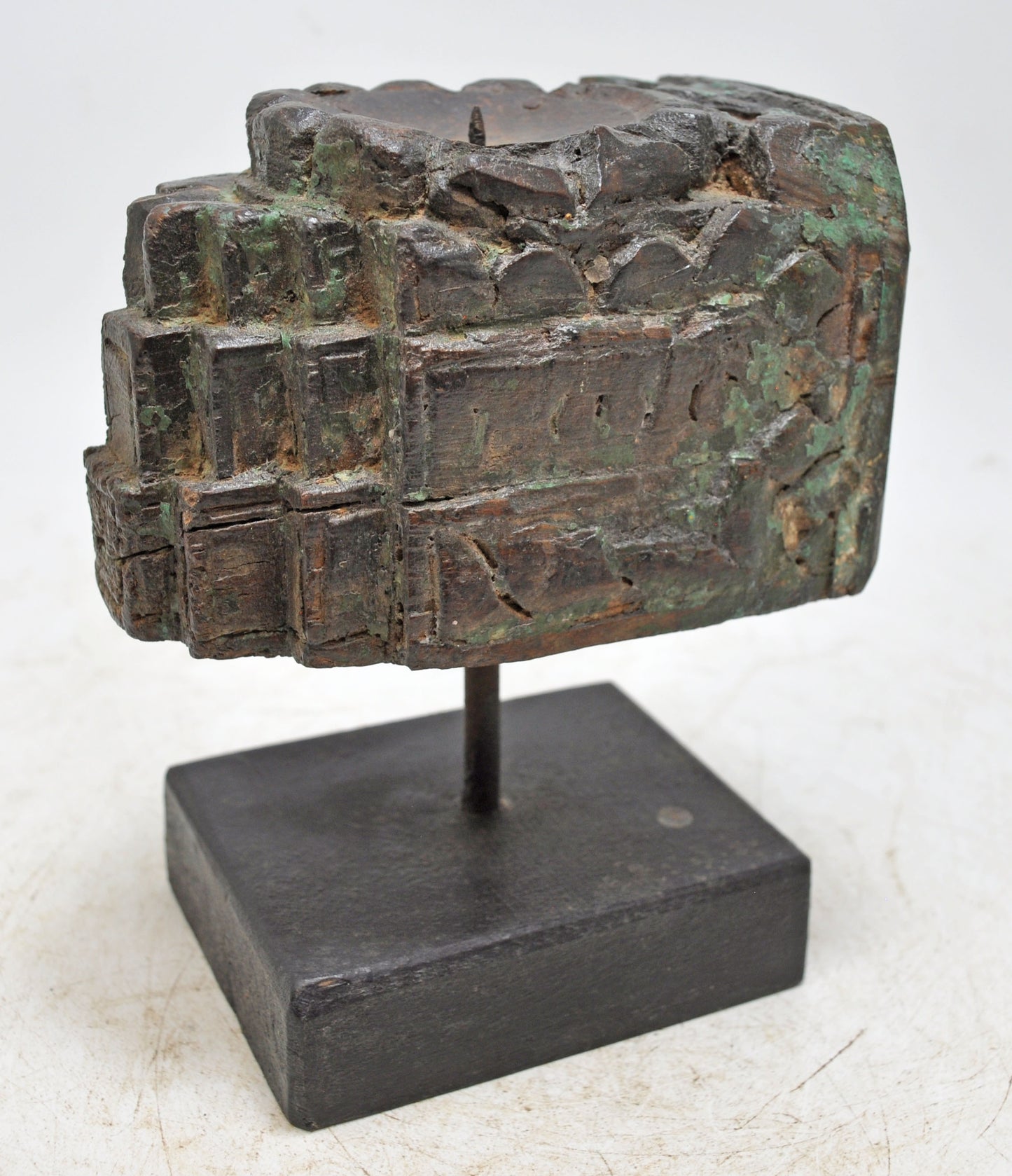 Antique Wooden Carving Block Bracket Candle Holder Original Old Hand Carved
