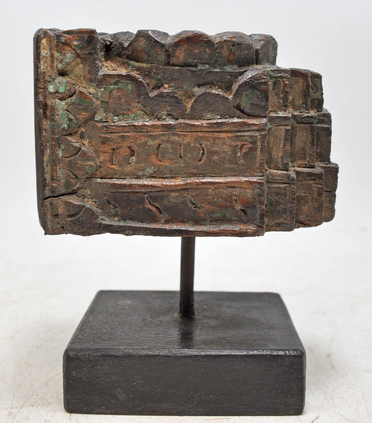 Antique Wooden Carving Block Bracket Candle Holder Original Old Hand Carved