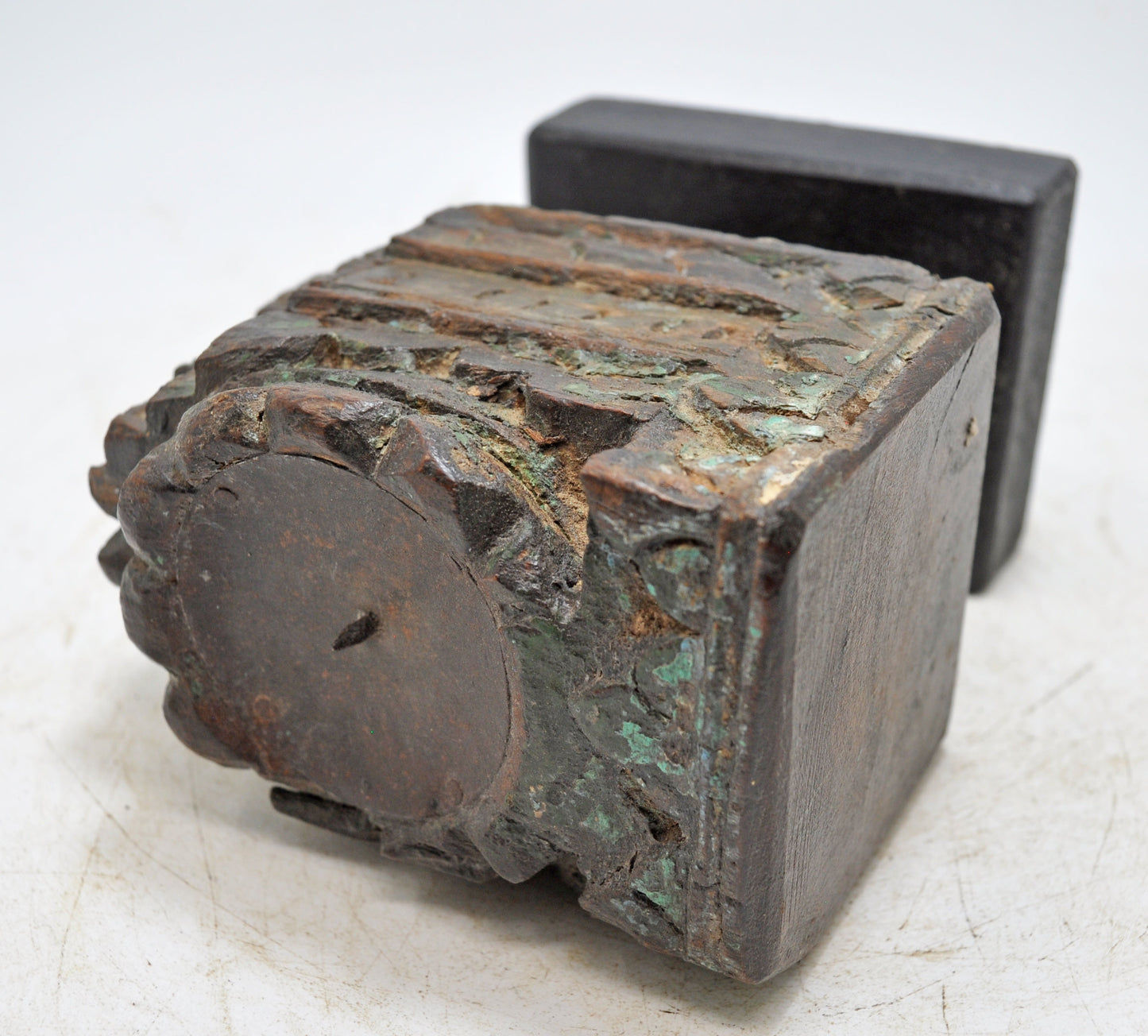 Antique Wooden Carving Block Bracket Candle Holder Original Old Hand Carved