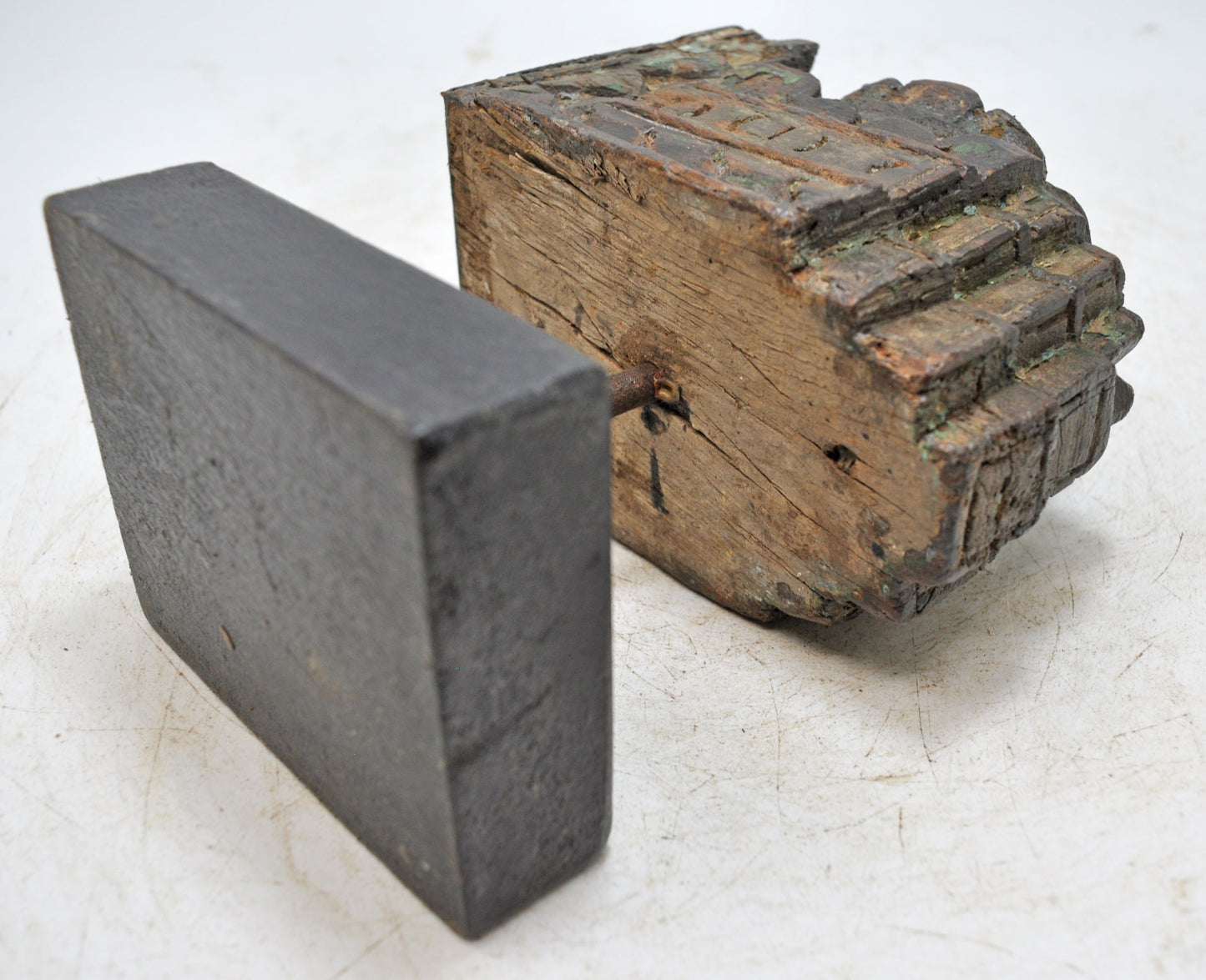 Antique Wooden Carving Block Bracket Candle Holder Original Old Hand Carved