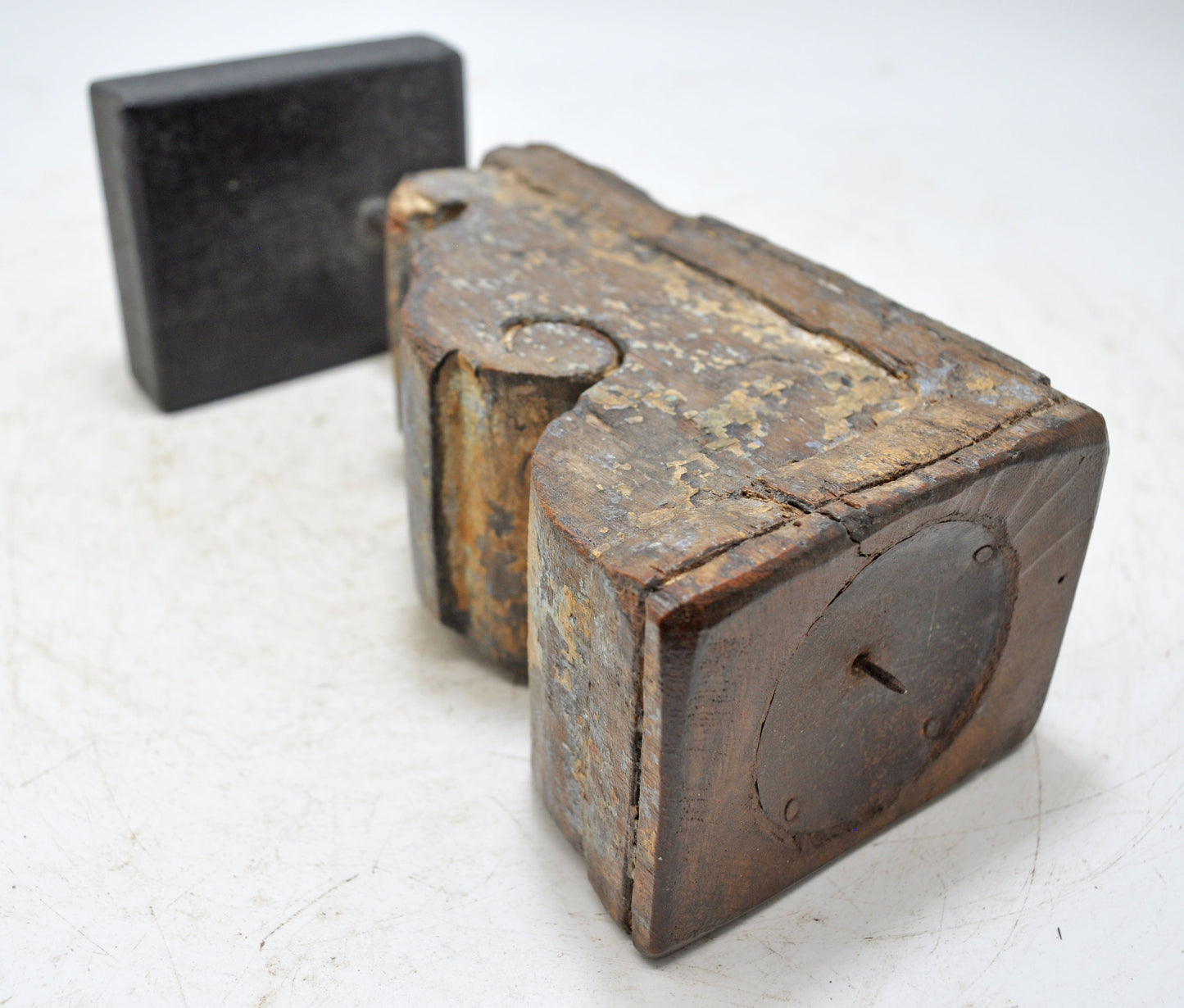 Antique Wooden Carving Block Bracket Candle Holder Original Old Hand Carved