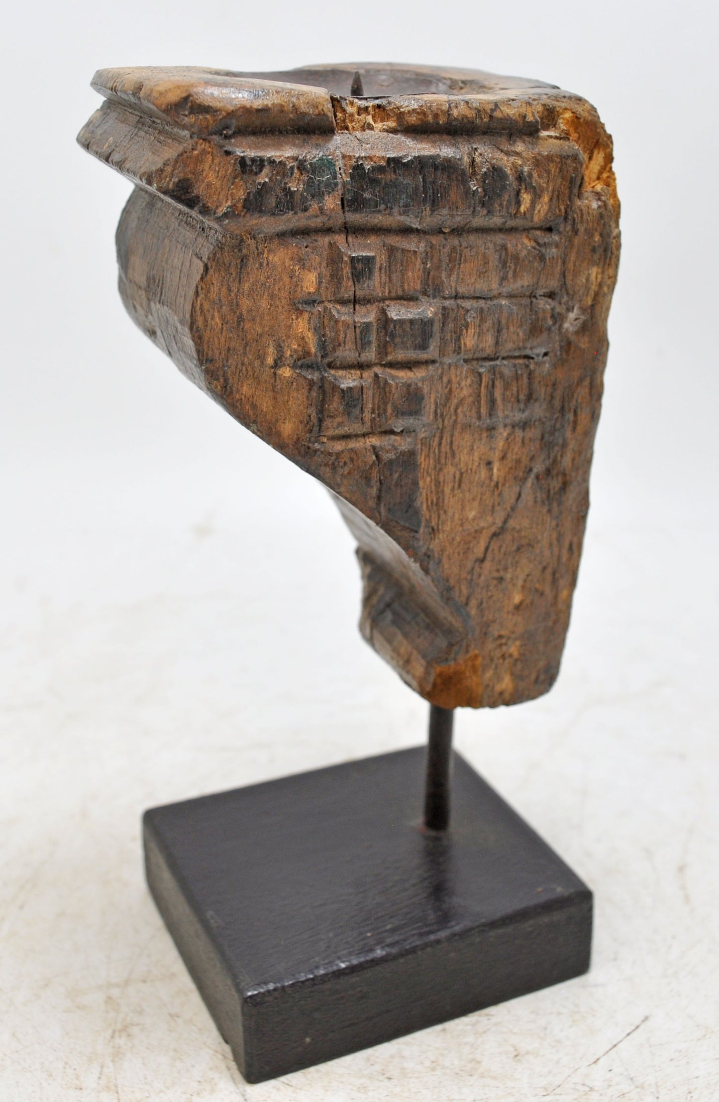 Antique Wooden Carving Block Bracket Candle Holder Original Old Hand Carved
