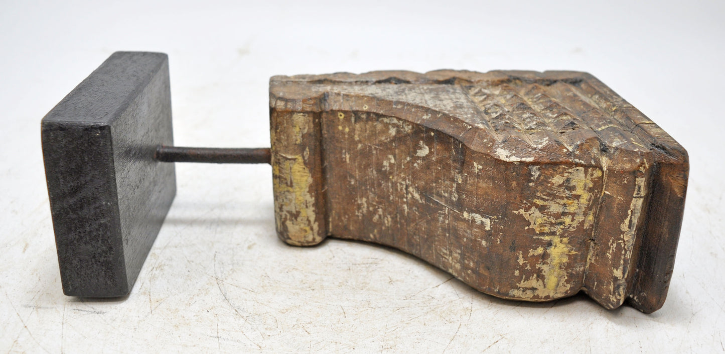 Antique Wooden Carving Block Bracket Candle Holder Original Old Hand Carved