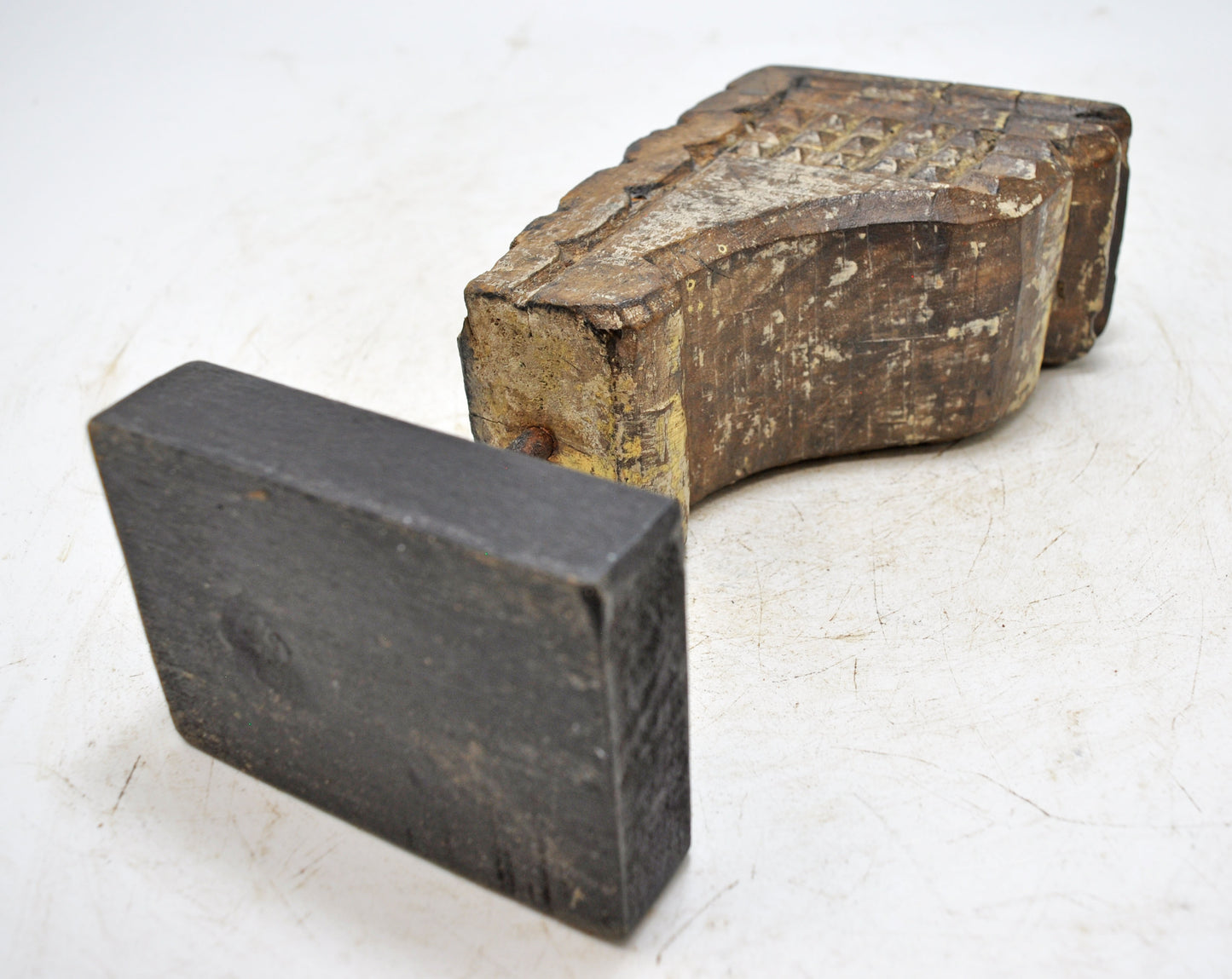 Antique Wooden Carving Block Bracket Candle Holder Original Old Hand Carved