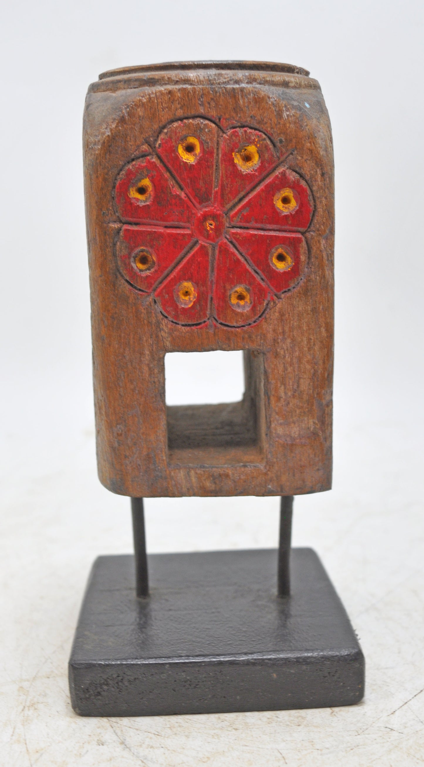 Antique Wooden Paga Leg Candle Holder Stand Original Old Hand Carved