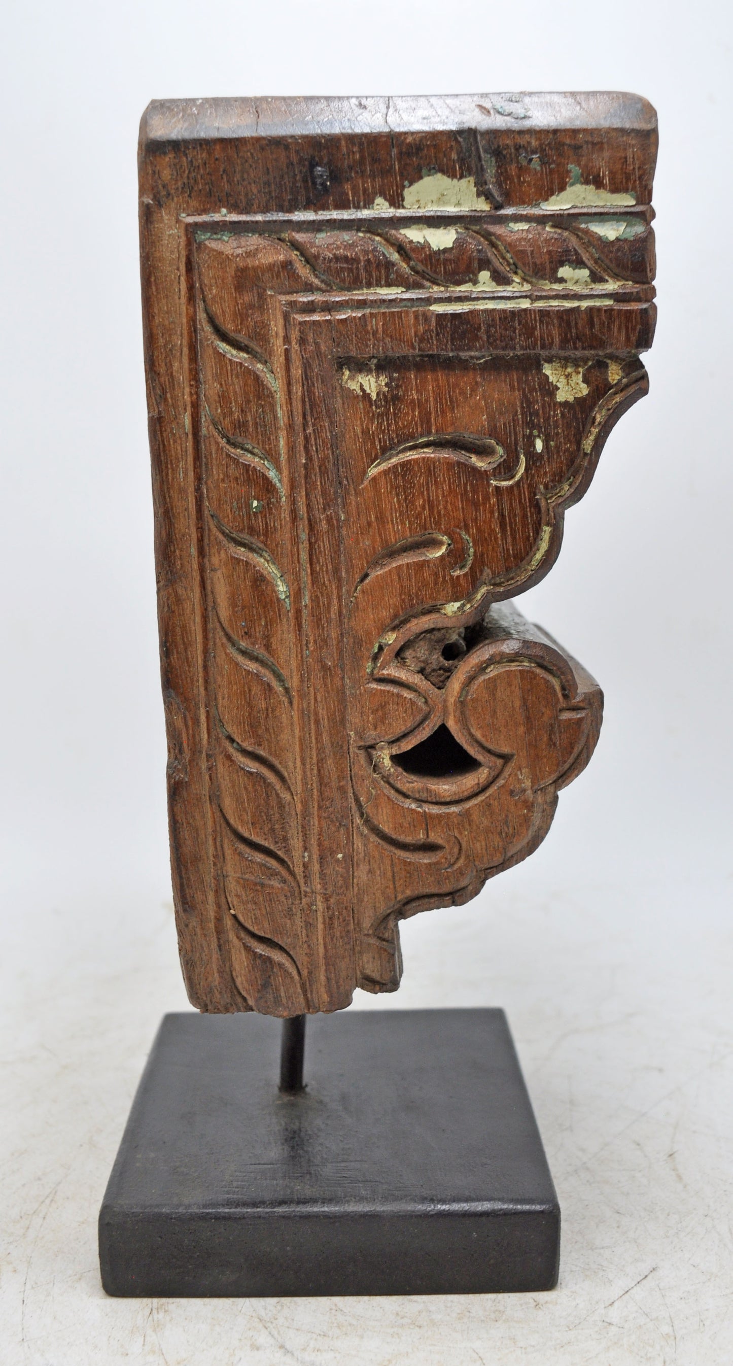 Antique Wooden Carving Block Bracket Candle Holder Original Old Hand Carved